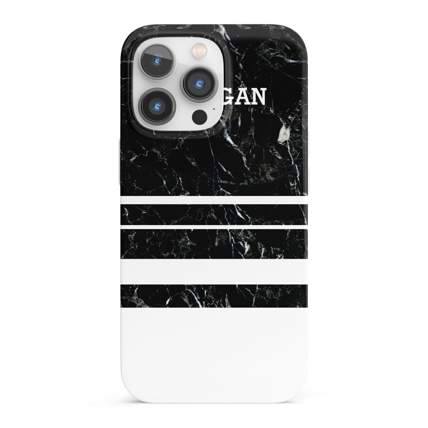 Personalised Marble Stripes Name Initials iPhone 13 Pro Full Wrap 3D Snap Case