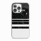 Personalised Marble Stripes Name Initials iPhone 13 Pro TPU Impact Case with White Edges