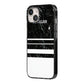 Personalised Marble Stripes Name Initials iPhone 14 Black Impact Case Side Angle on Silver phone
