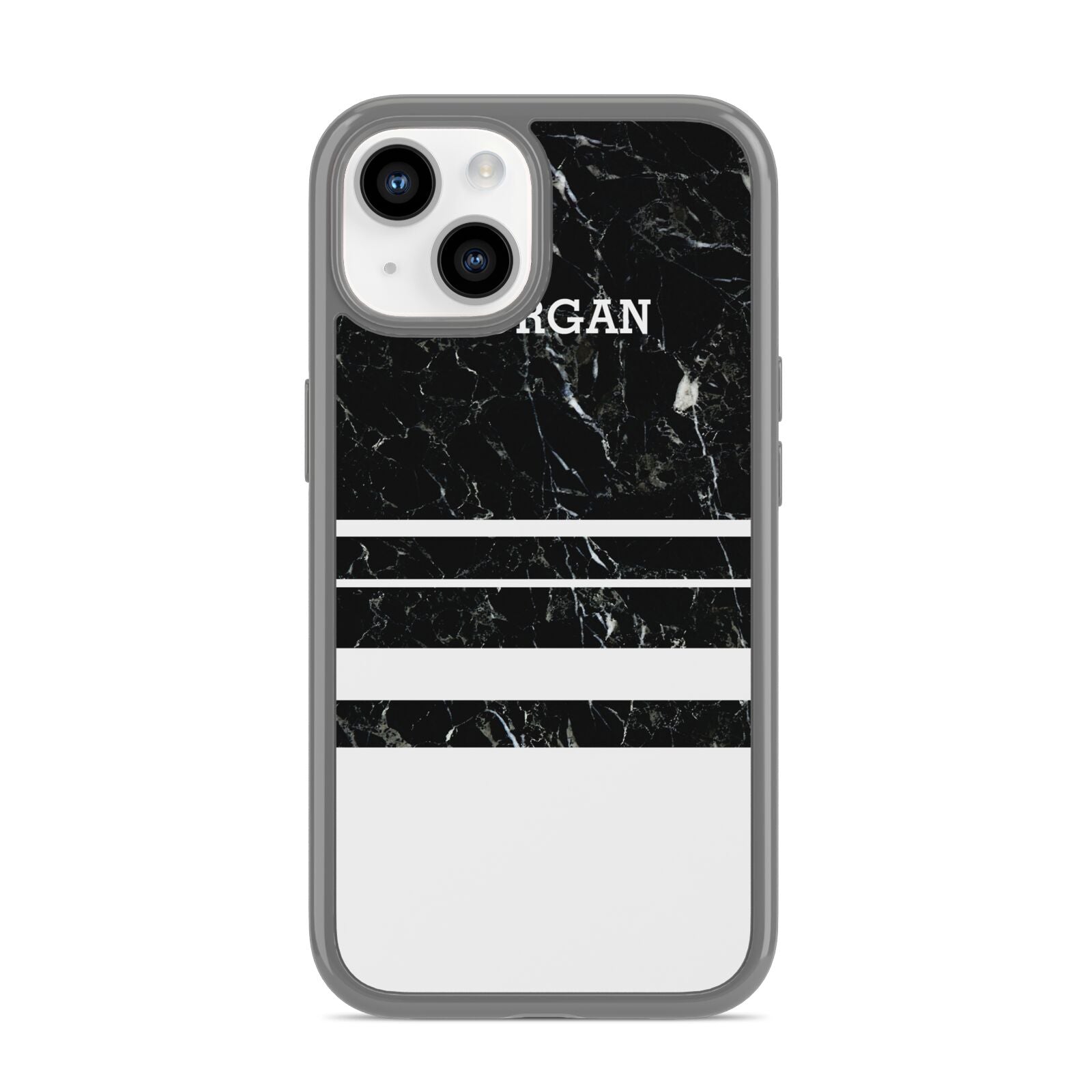 Personalised Marble Stripes Name Initials iPhone 14 Clear Tough Case Starlight