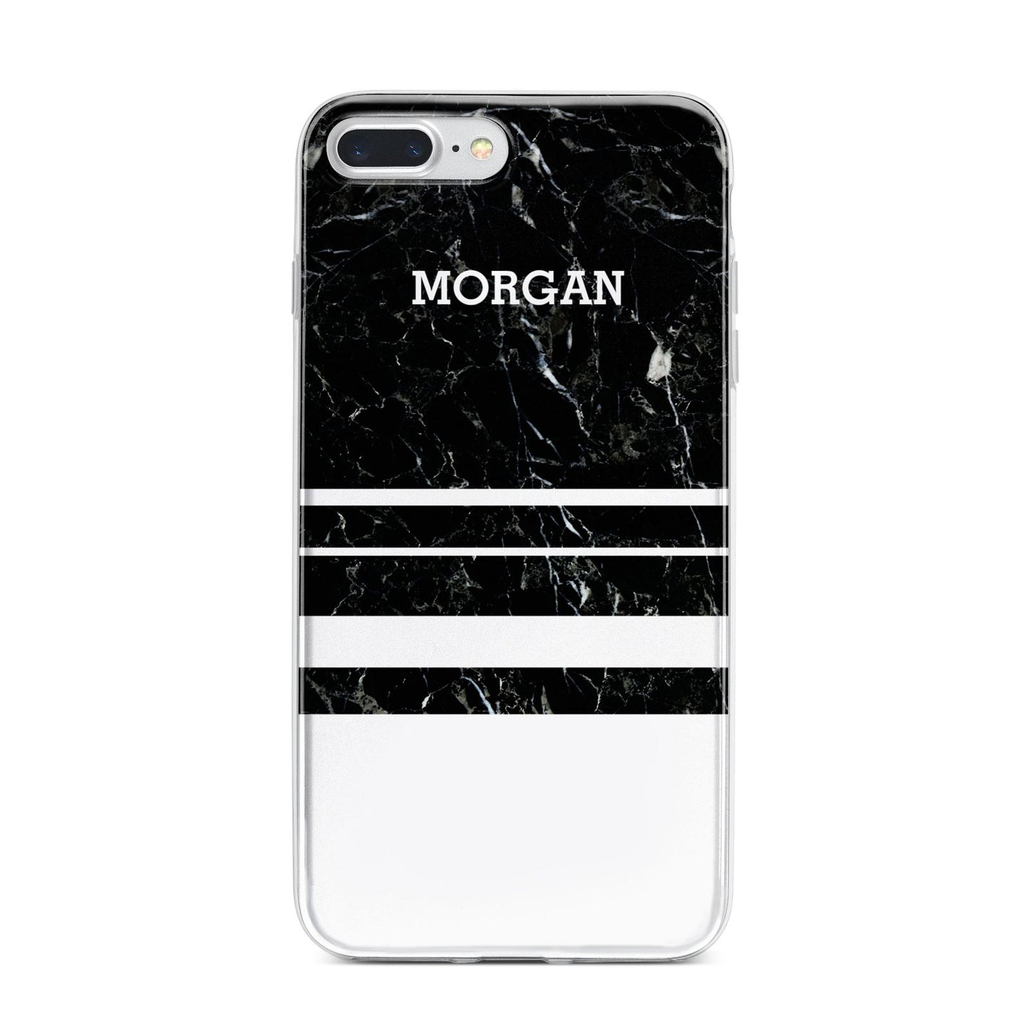 Personalised Marble Stripes Name Initials iPhone 7 Plus Bumper Case on Silver iPhone