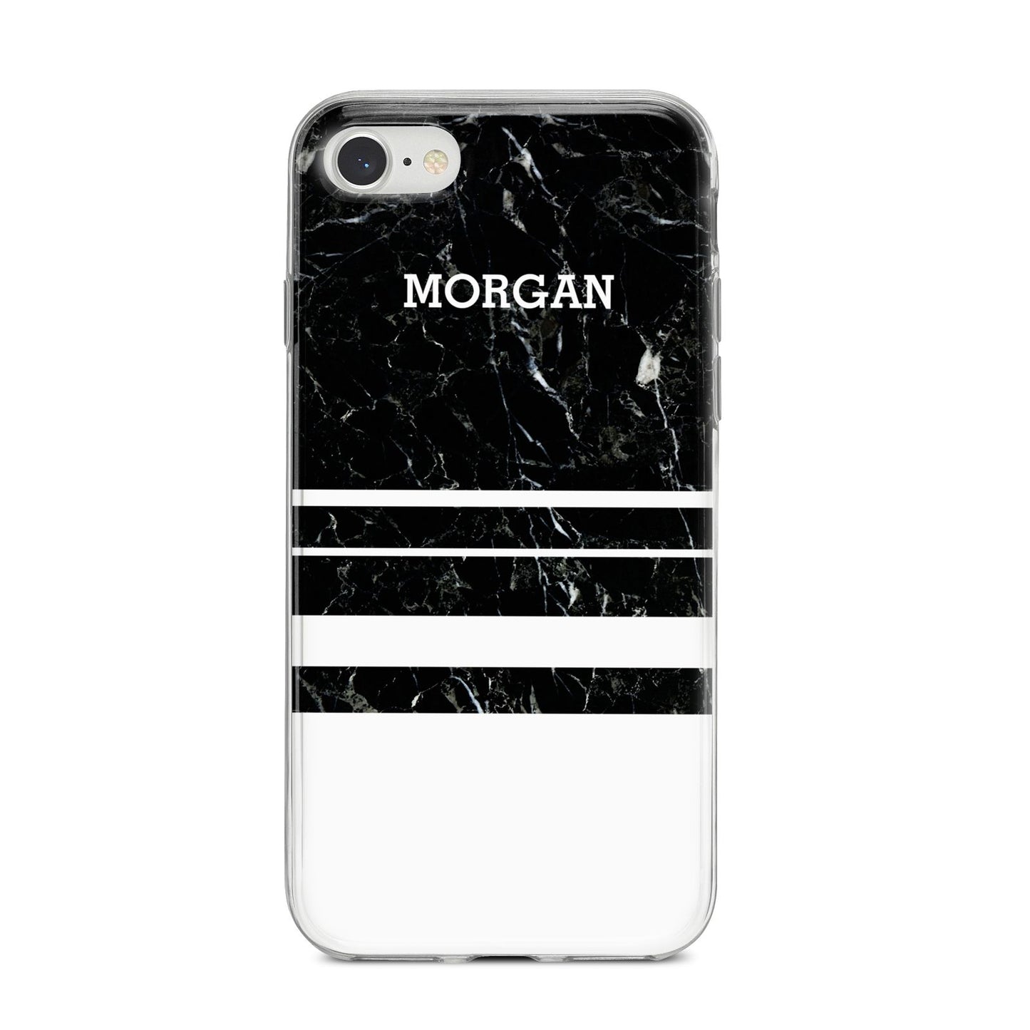 Personalised Marble Stripes Name Initials iPhone 8 Bumper Case on Silver iPhone