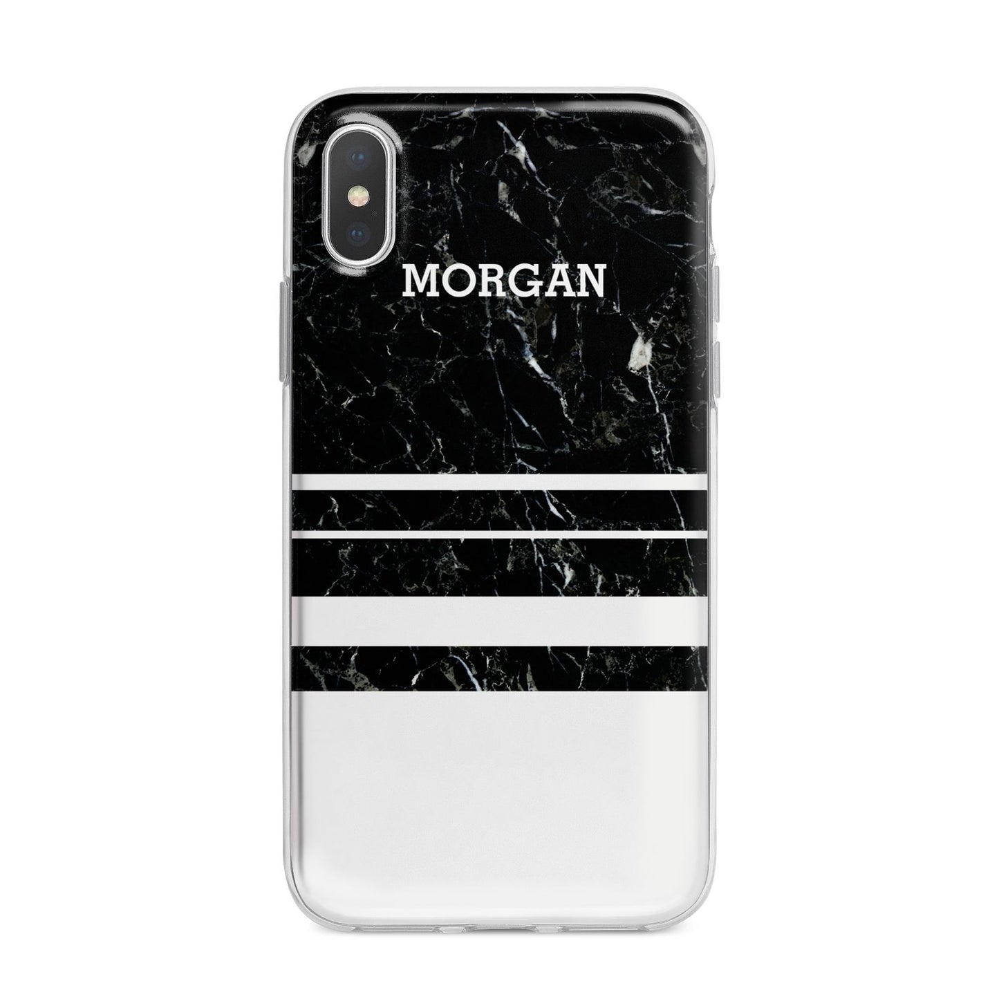 Personalised Marble Stripes Name Initials iPhone X Bumper Case on Silver iPhone Alternative Image 1