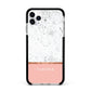 Personalised Marble With Name Initials Pink Apple iPhone 11 Pro Max in Silver with Black Impact Case