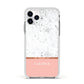 Personalised Marble With Name Initials Pink Apple iPhone 11 Pro in Silver with White Impact Case