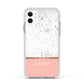 Personalised Marble With Name Initials Pink Apple iPhone 11 in White with White Impact Case