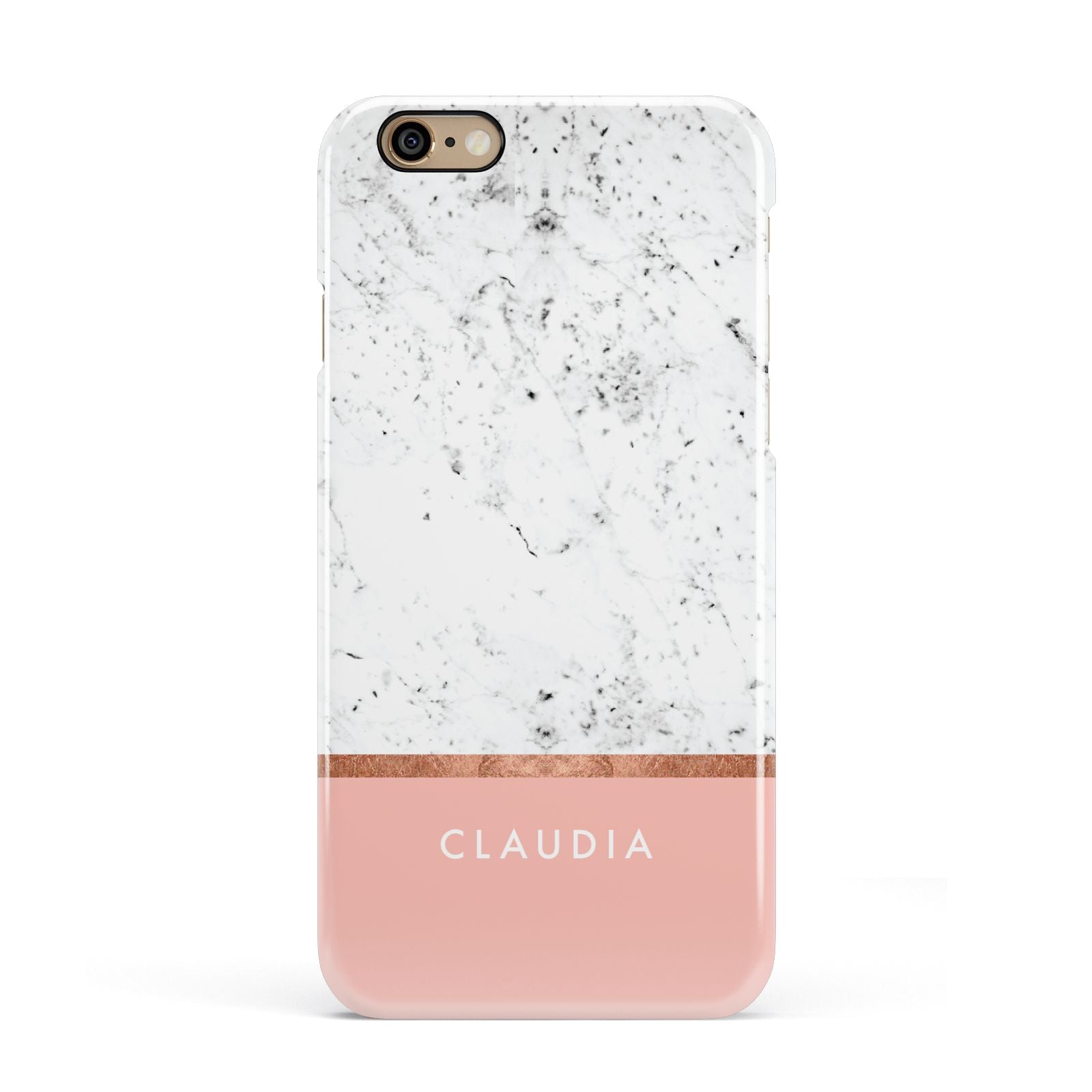Personalised Marble With Name Initials Pink Apple iPhone 6 3D Snap Case