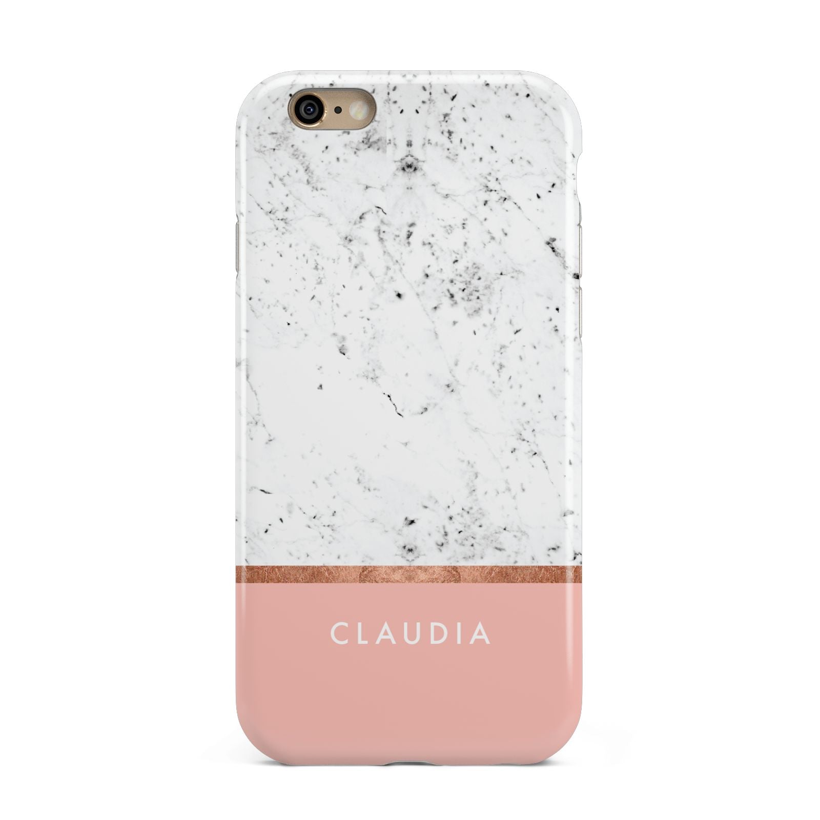 Personalised Marble With Name Initials Pink Apple iPhone 6 3D Tough Case