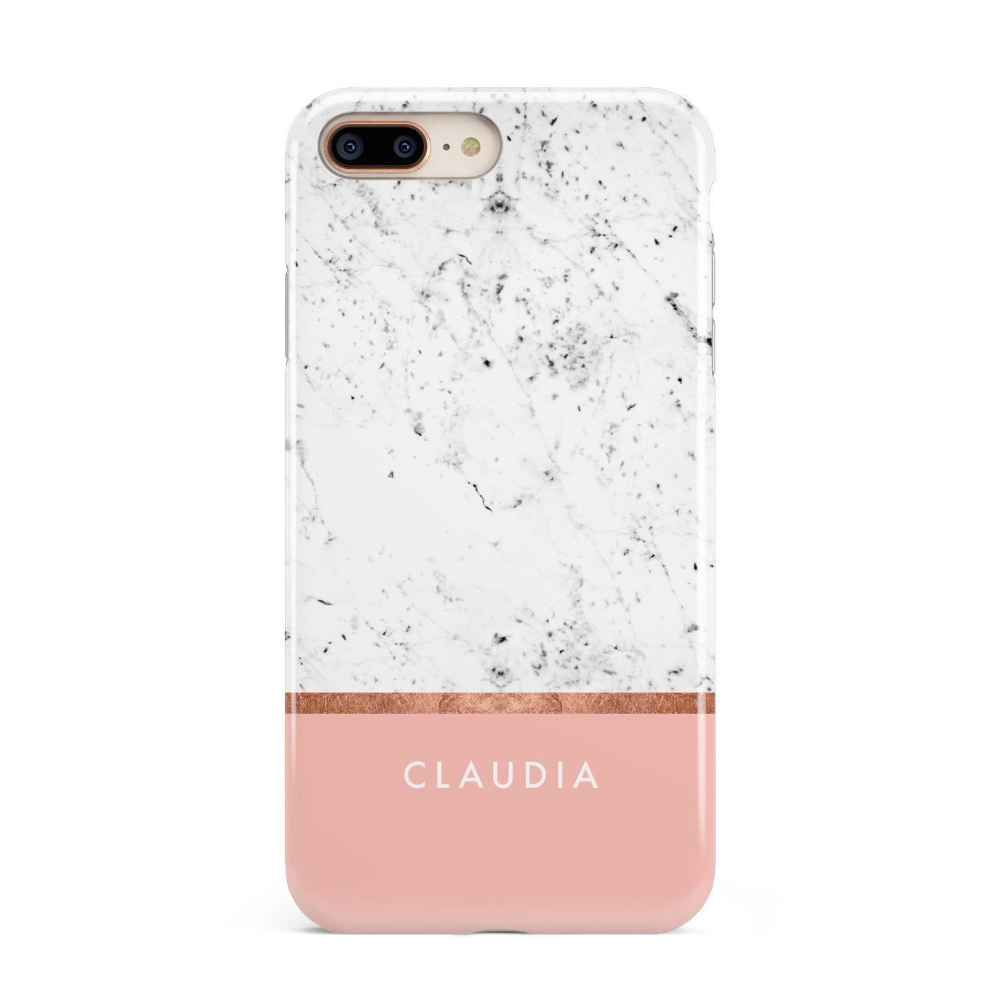 Personalised Marble With Name Initials Pink Apple iPhone 7 8 Plus 3D Tough Case