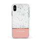 Personalised Marble With Name Initials Pink Apple iPhone Xs Impact Case White Edge on Black Phone