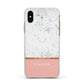 Personalised Marble With Name Initials Pink Apple iPhone Xs Impact Case White Edge on Gold Phone