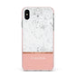 Personalised Marble With Name Initials Pink Apple iPhone Xs Max Impact Case Pink Edge on Silver Phone