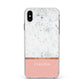 Personalised Marble With Name Initials Pink Apple iPhone Xs Max Impact Case White Edge on Black Phone