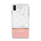 Personalised Marble With Name Initials Pink Apple iPhone Xs Max Impact Case White Edge on Silver Phone