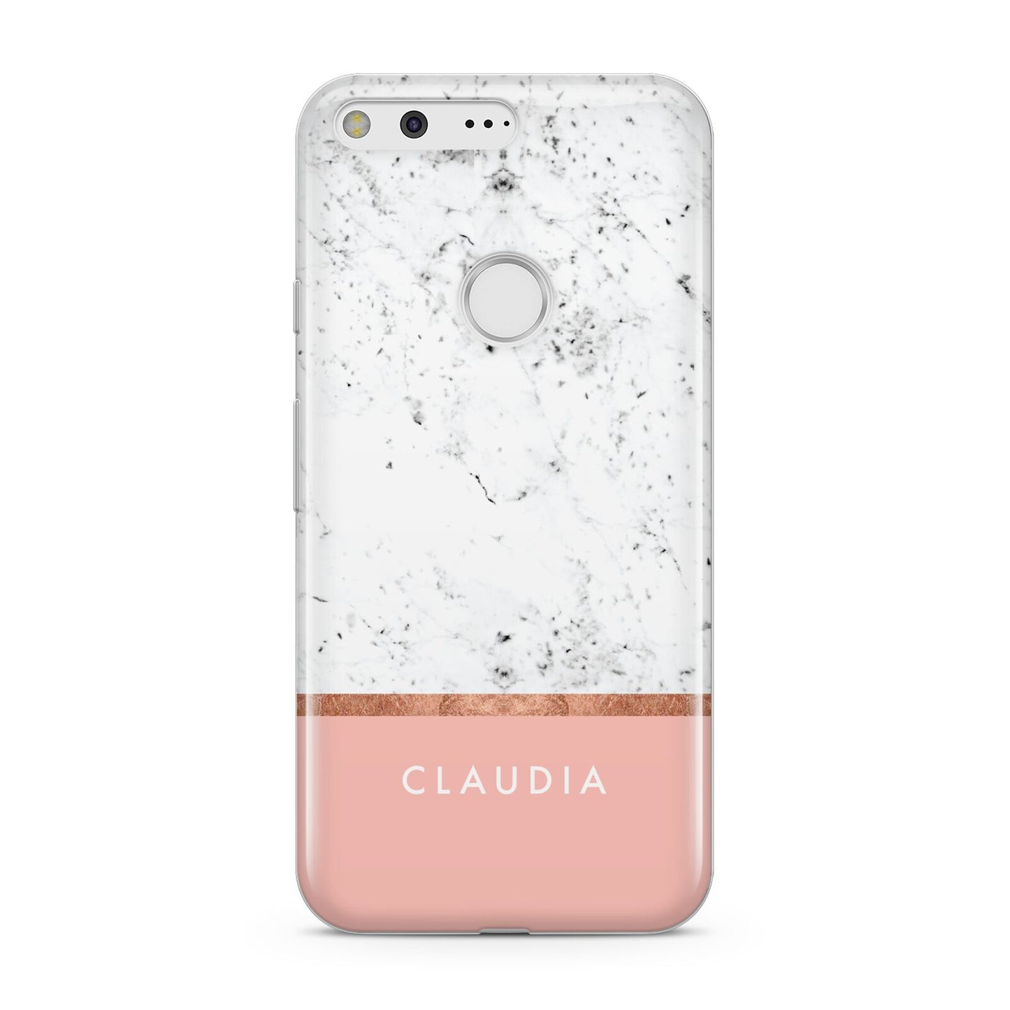 Personalised Marble With Name Initials Pink Google Pixel Case
