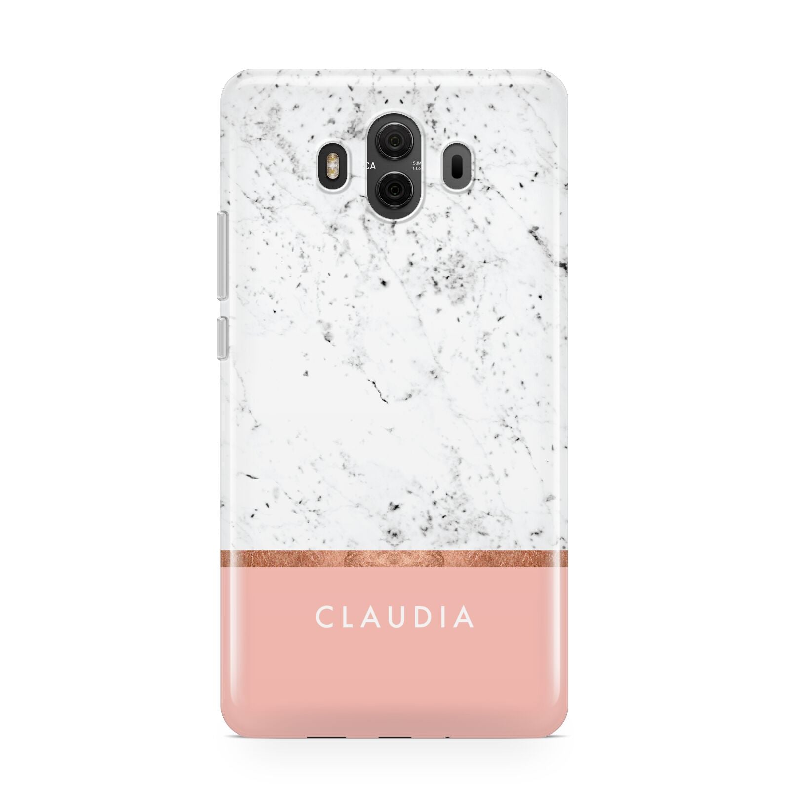 Personalised Marble With Name Initials Pink Huawei Mate 10 Protective Phone Case