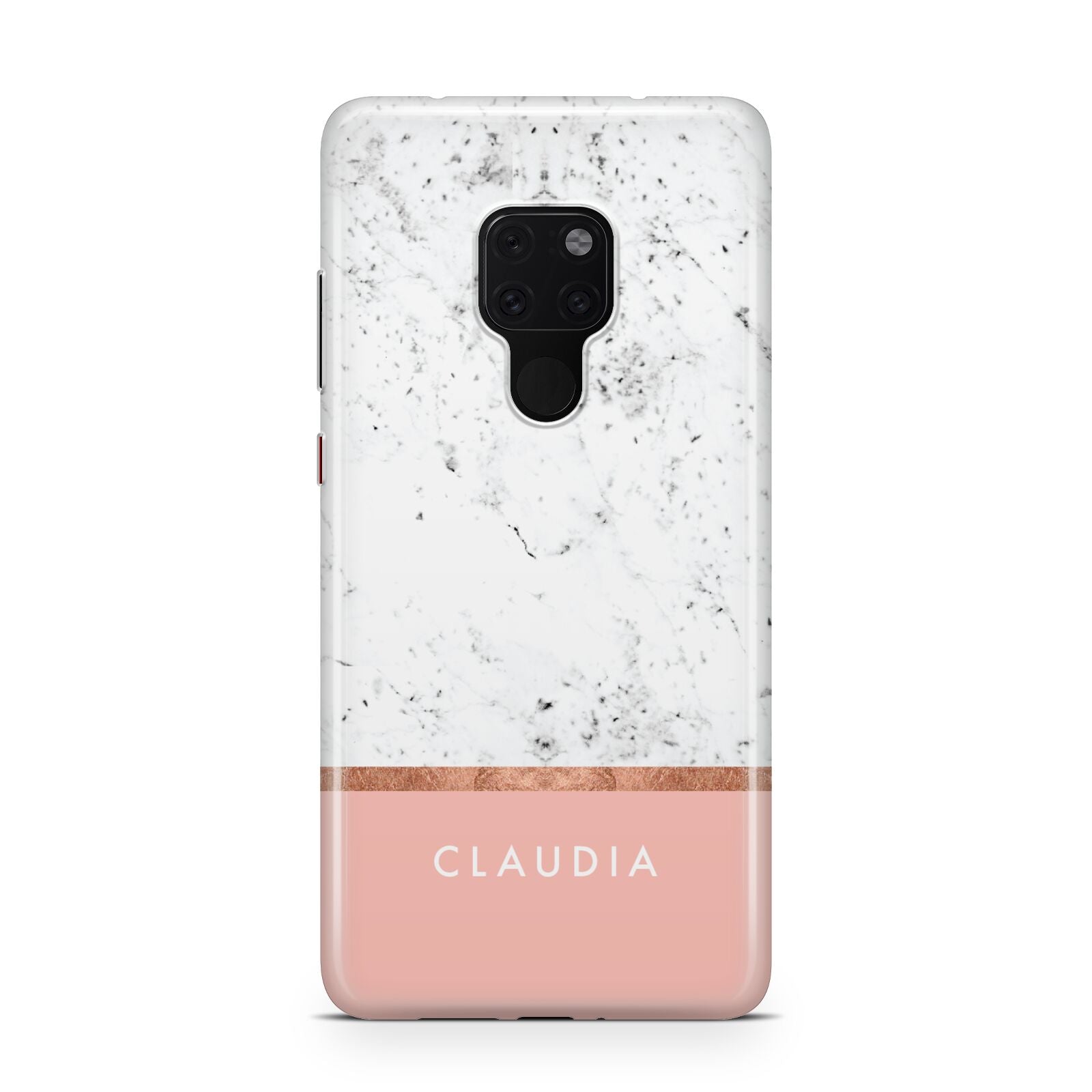 Personalised Marble With Name Initials Pink Huawei Mate 20 Phone Case