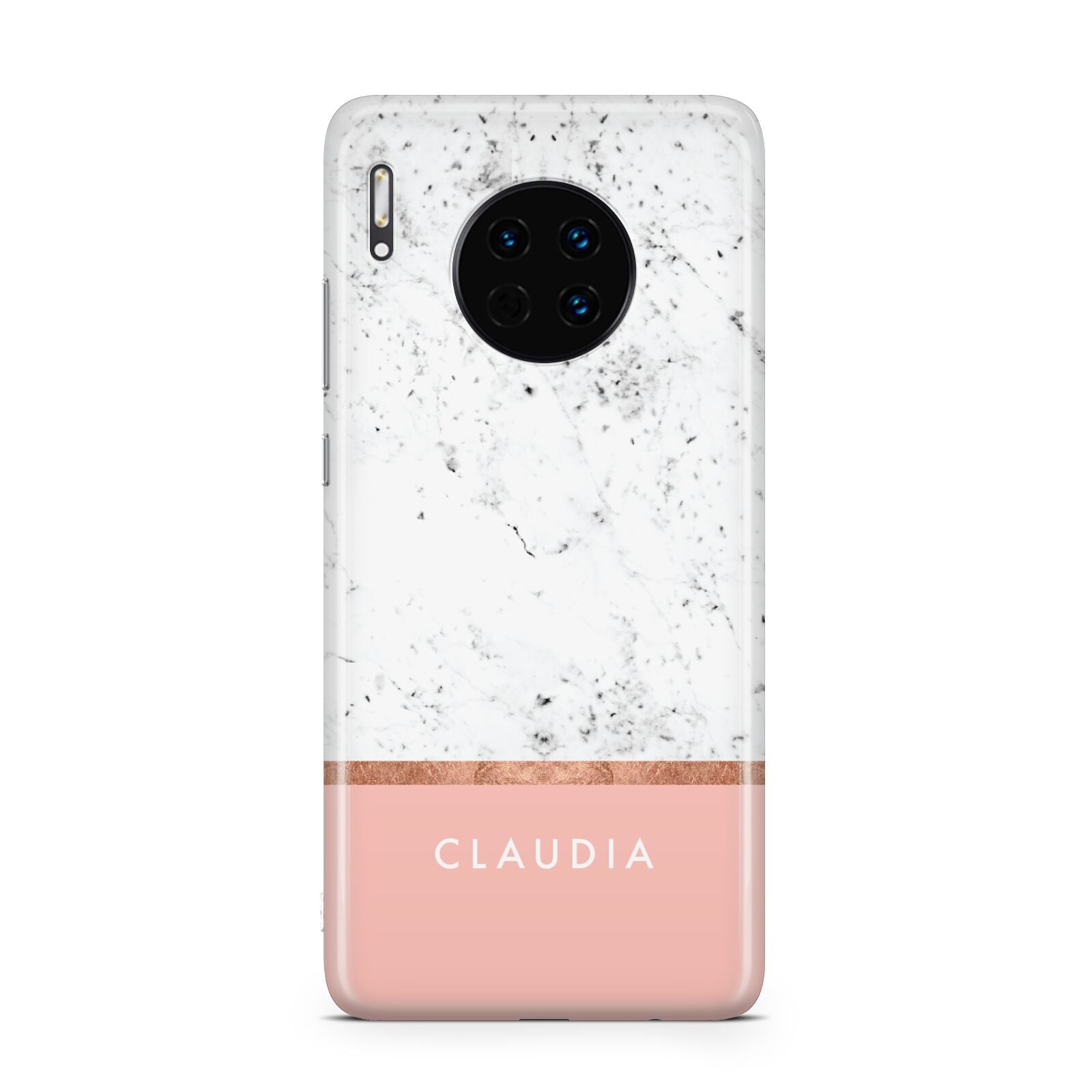 Personalised Marble With Name Initials Pink Huawei Mate 30