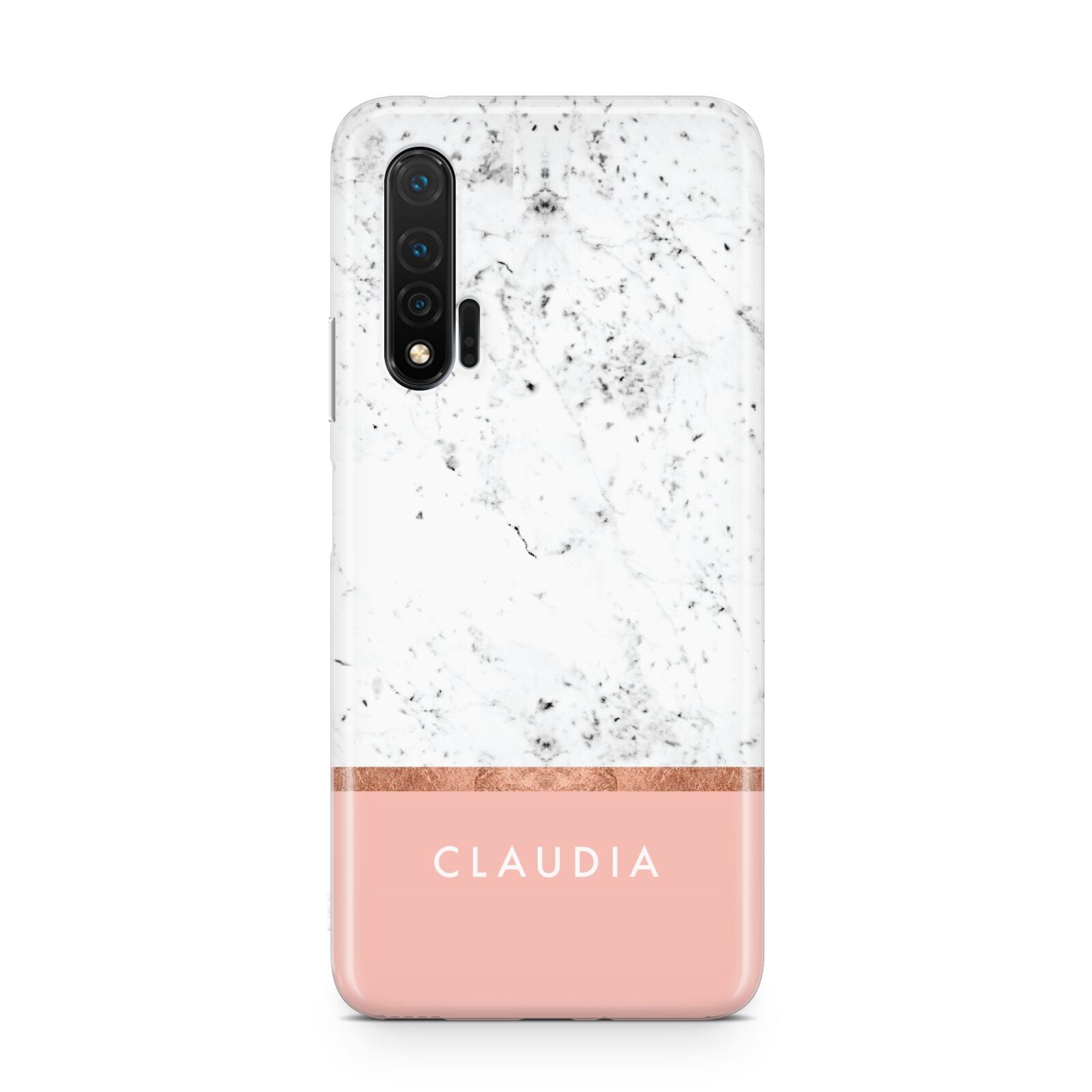 Personalised Marble With Name Initials Pink Huawei Nova 6 Phone Case
