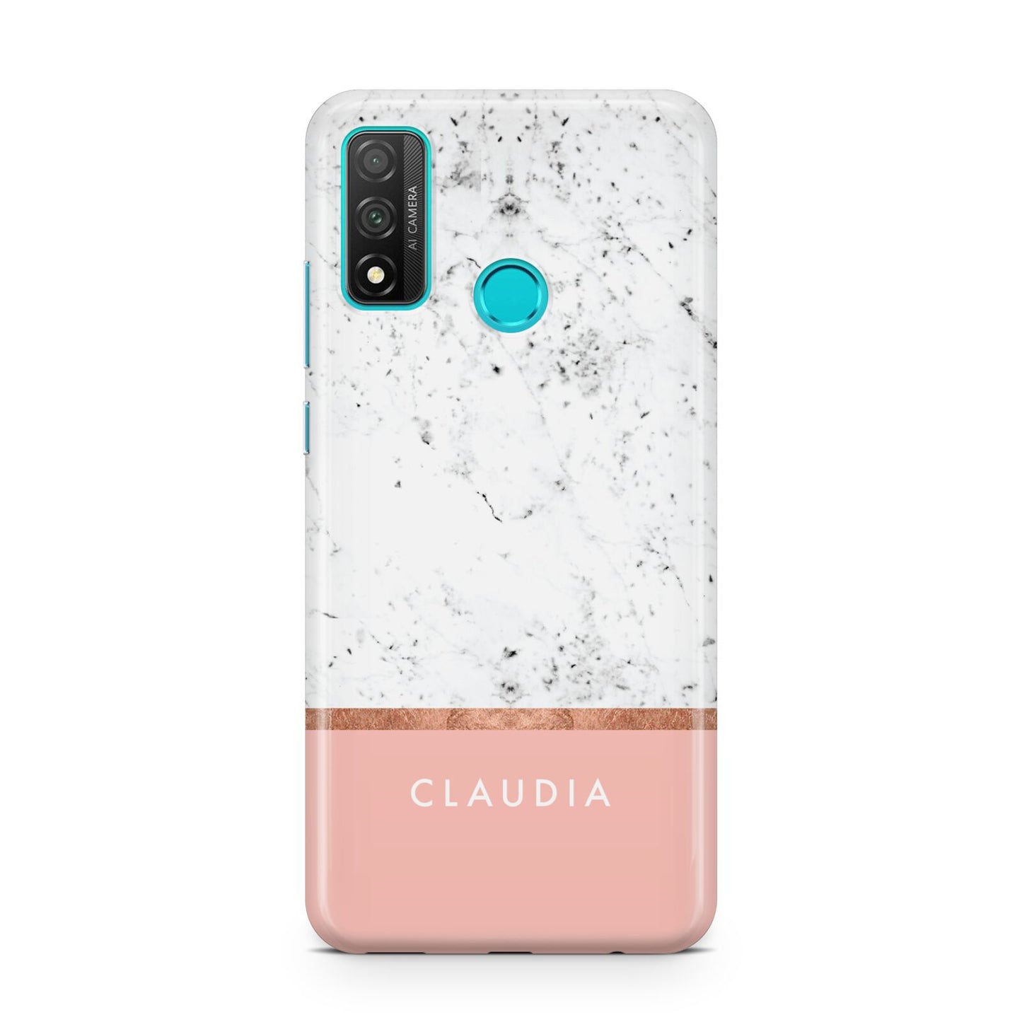 Personalised Marble With Name Initials Pink Huawei P Smart 2020