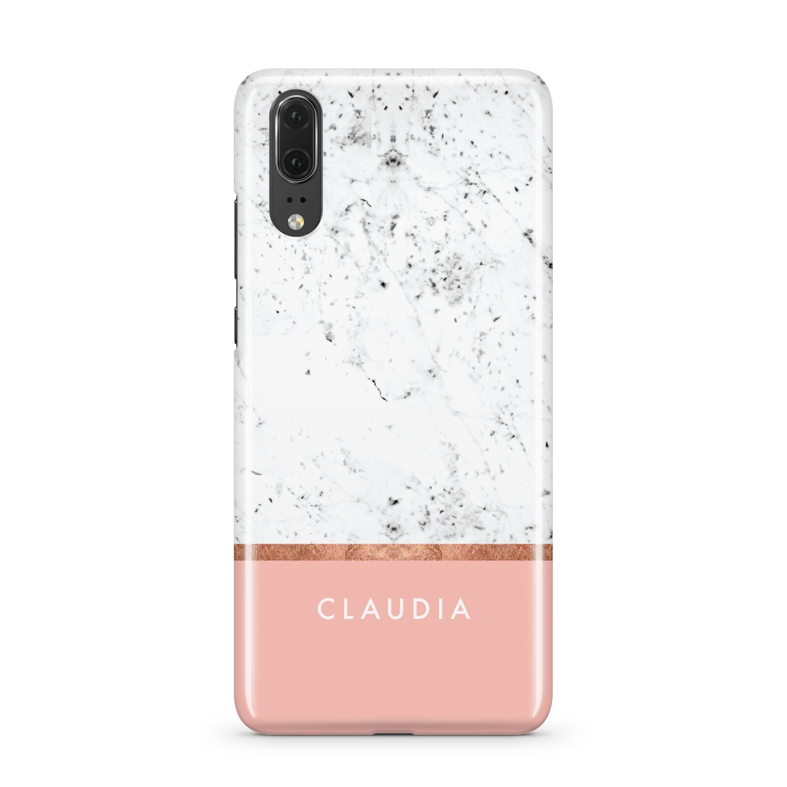 Personalised Marble With Name Initials Pink Huawei P20 Phone Case