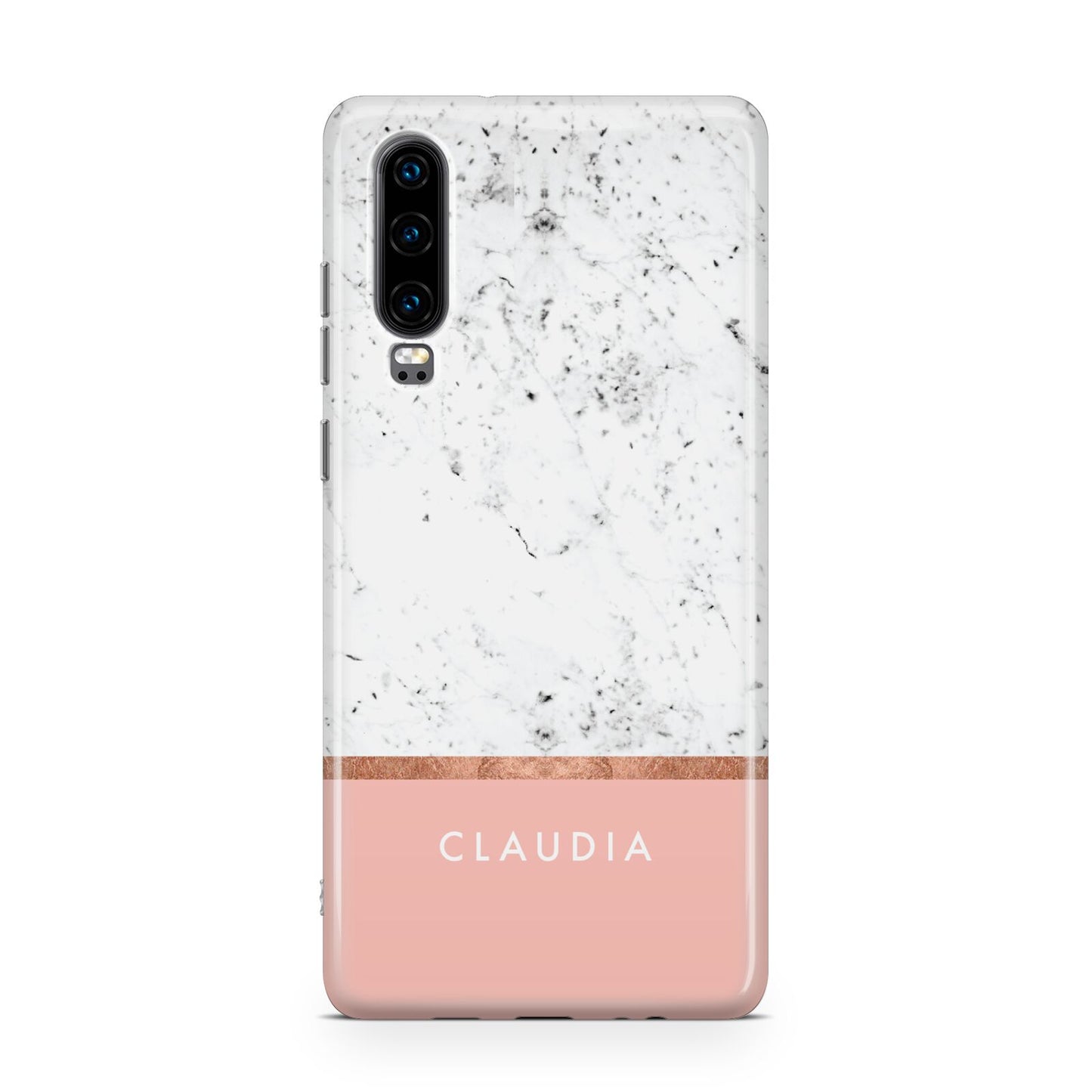 Personalised Marble With Name Initials Pink Huawei P30 Phone Case