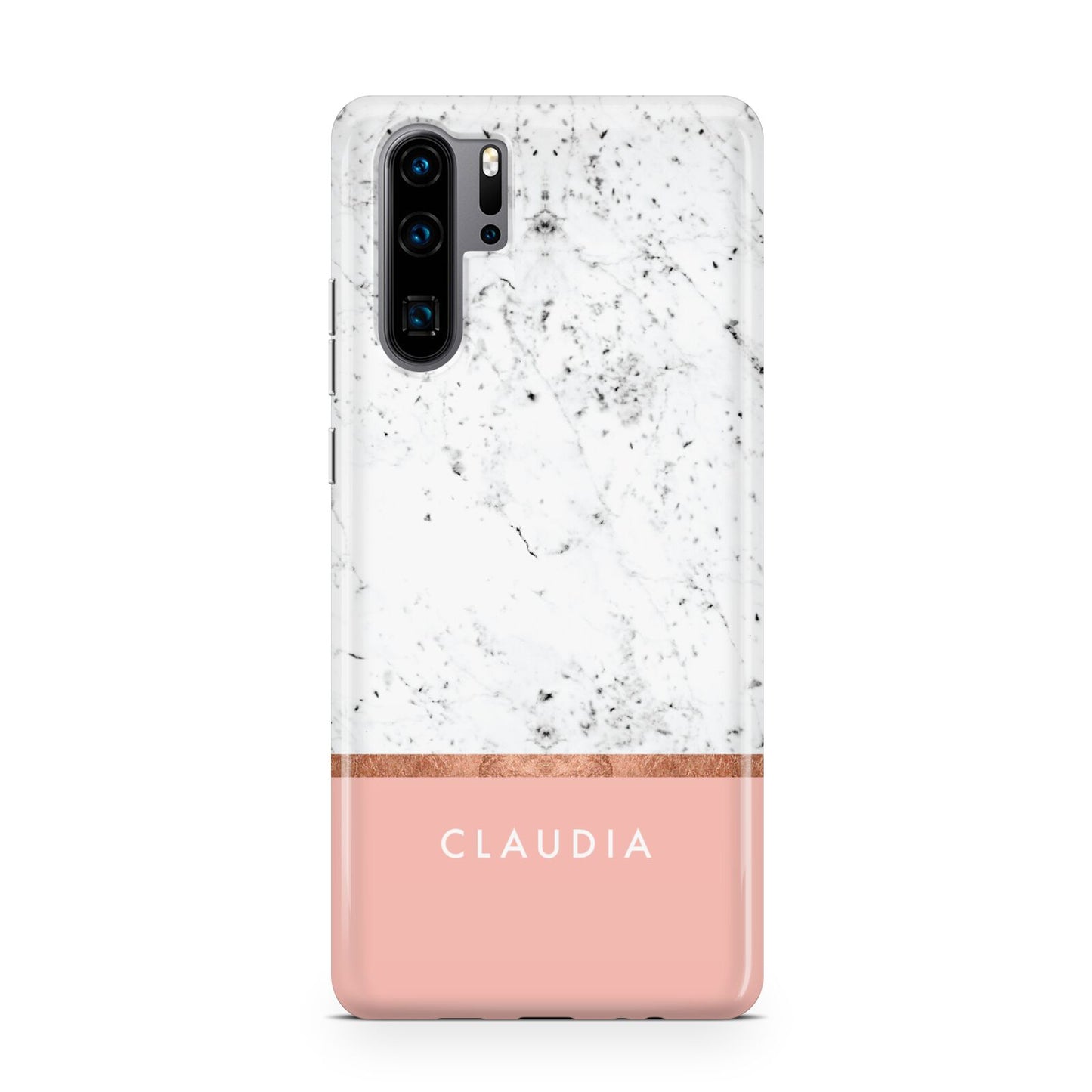 Personalised Marble With Name Initials Pink Huawei P30 Pro Phone Case