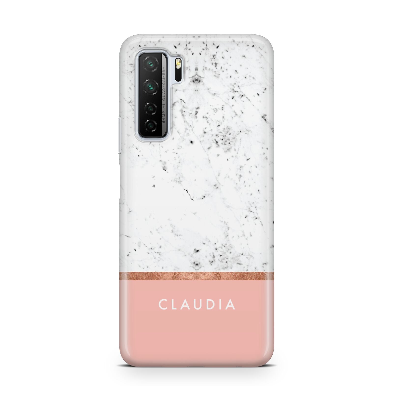 Personalised Marble With Name Initials Pink Huawei P40 Lite 5G Phone Case