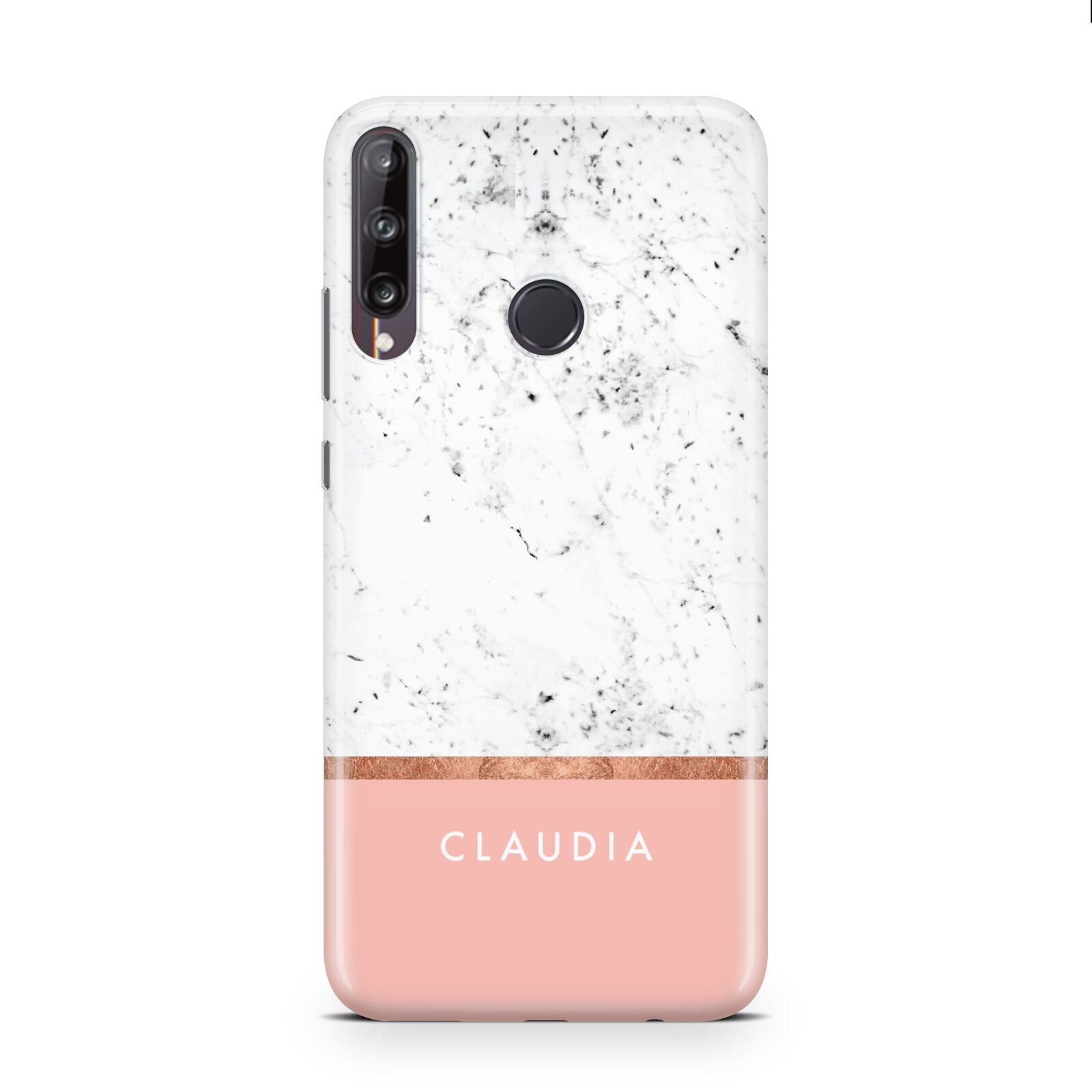 Personalised Marble With Name Initials Pink Huawei P40 Lite E Phone Case