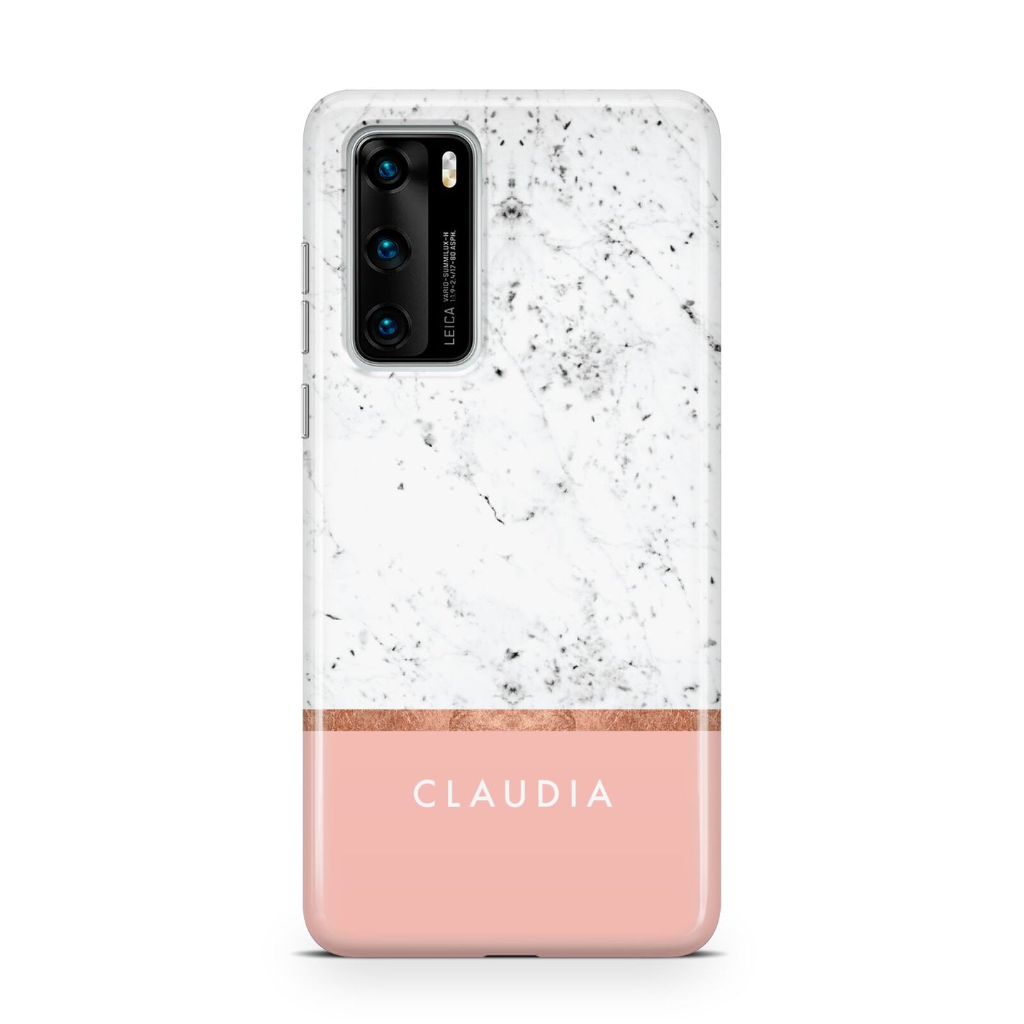 Personalised Marble With Name Initials Pink Huawei P40 Phone Case