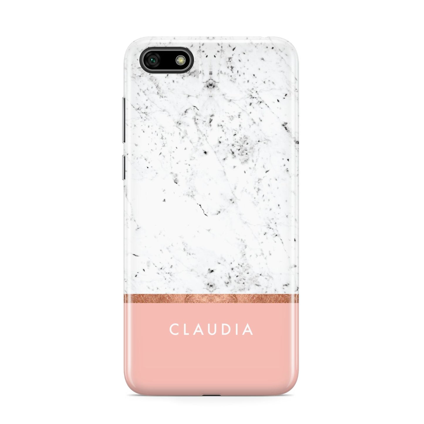 Personalised Marble With Name Initials Pink Huawei Y5 Prime 2018 Phone Case