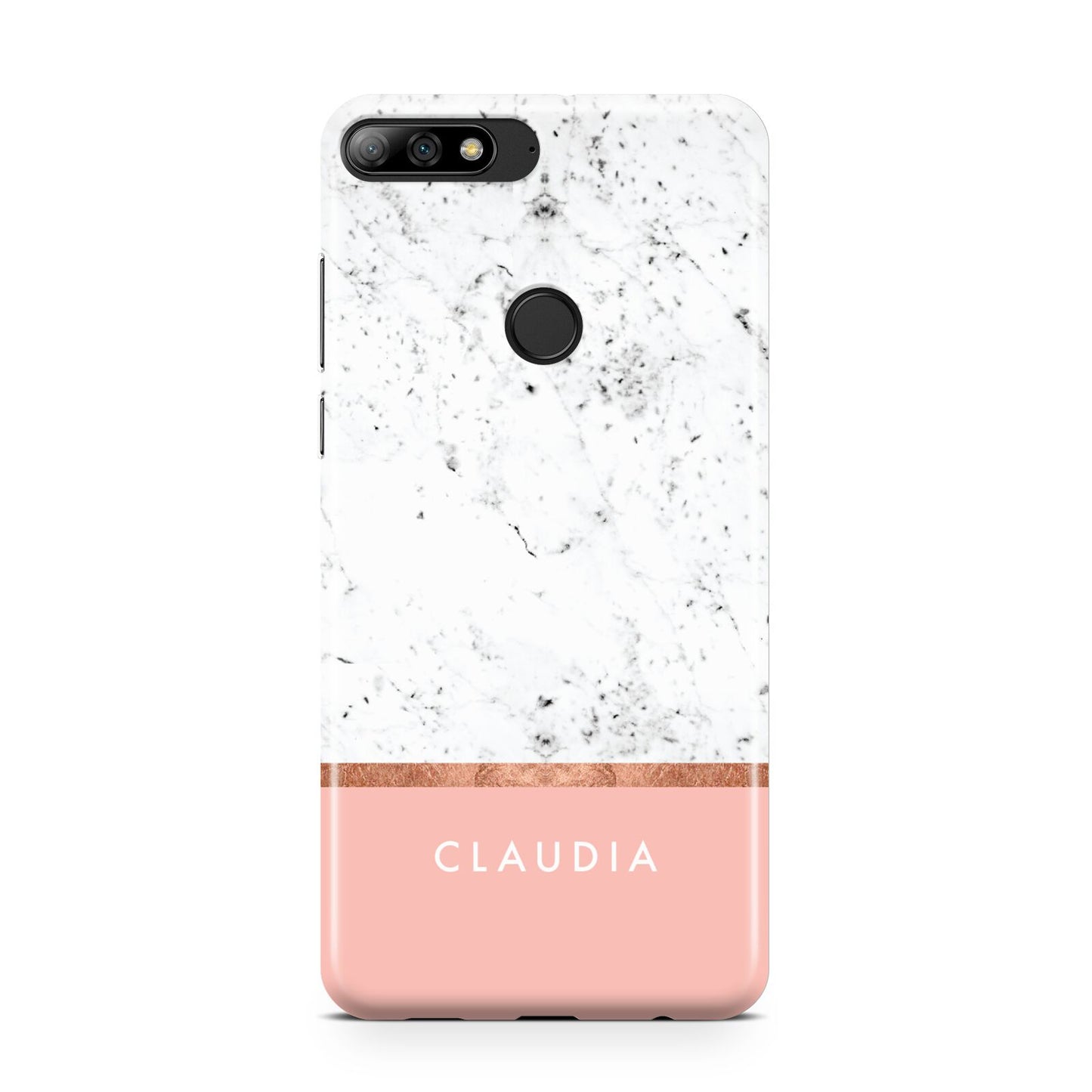 Personalised Marble With Name Initials Pink Huawei Y7 2018