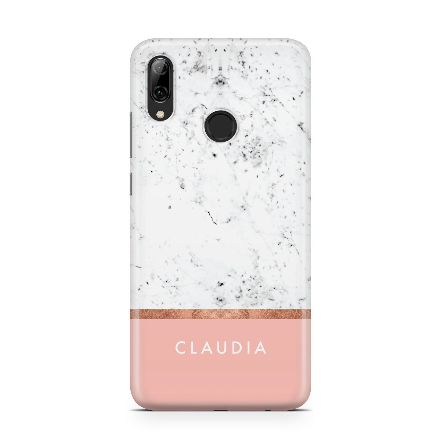 Personalised Marble With Name Initials Pink Huawei Y7 2019