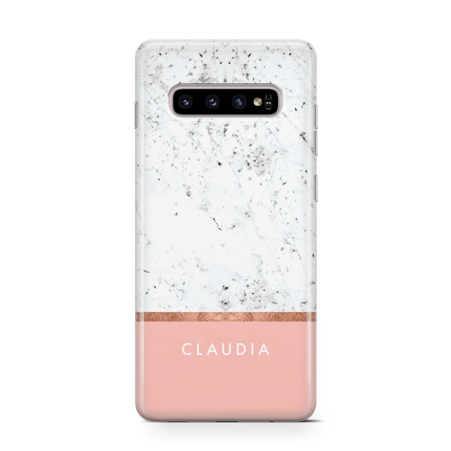 Personalised Marble With Name Initials Pink Protective Samsung Galaxy Case