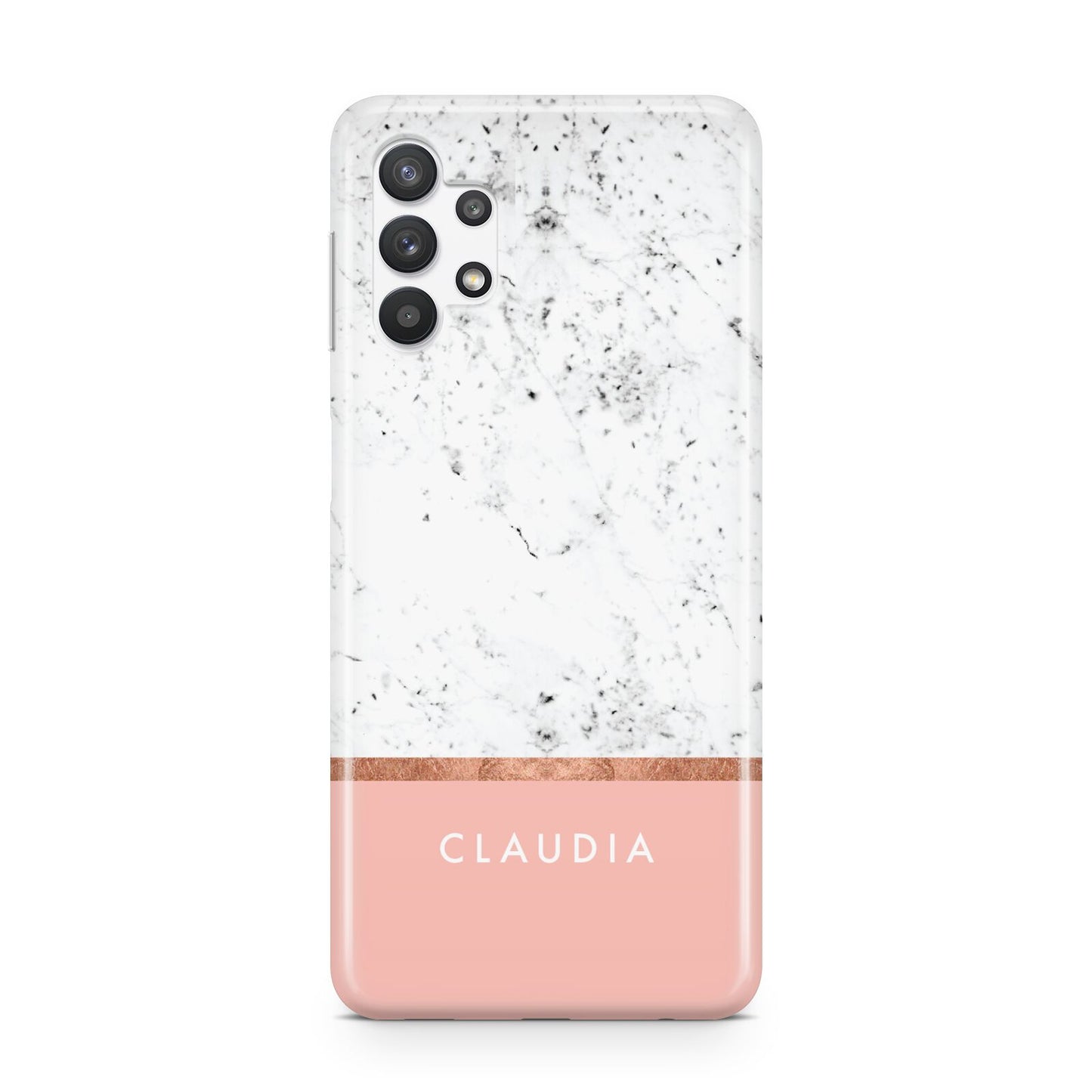 Personalised Marble With Name Initials Pink Samsung A32 5G Case