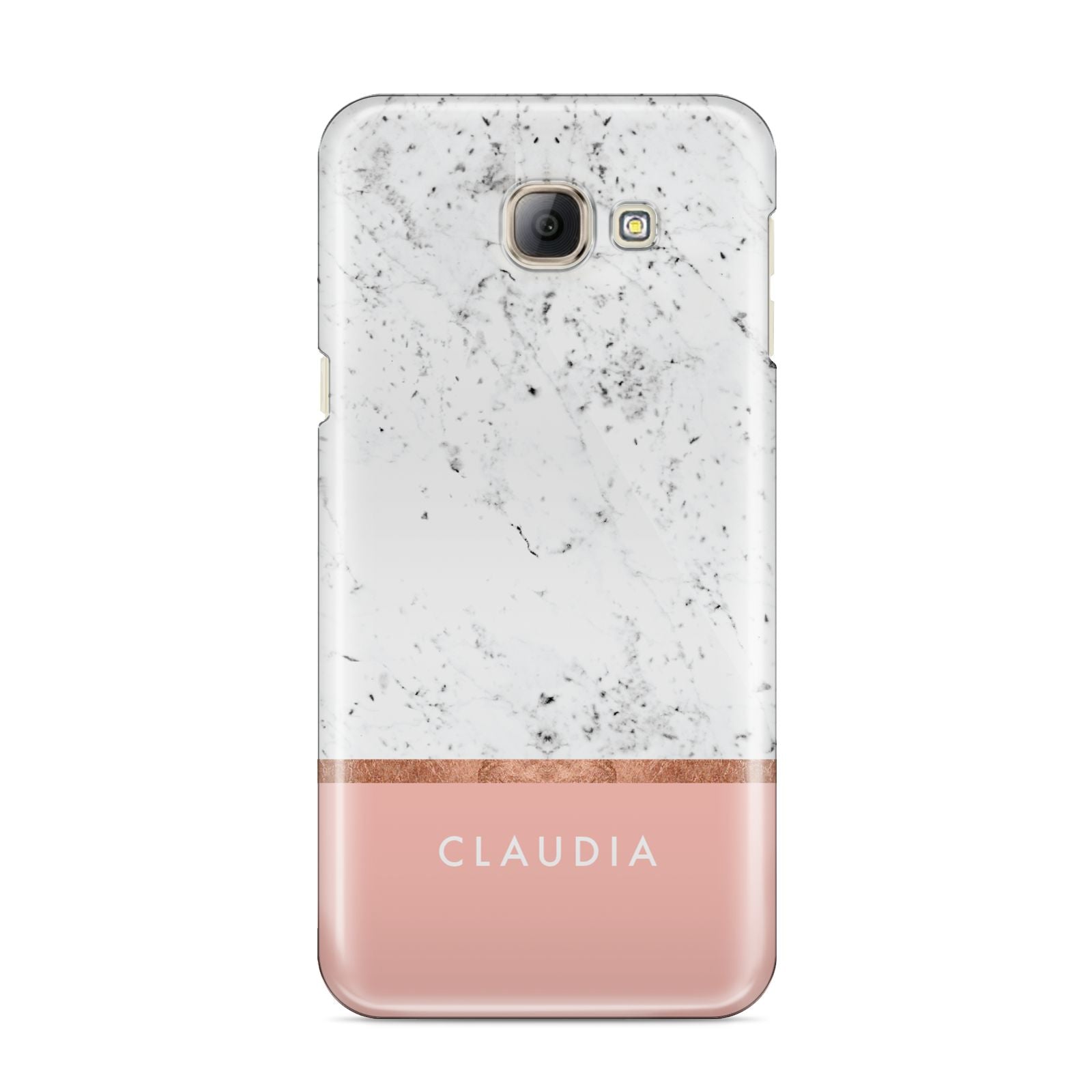 Personalised Marble With Name Initials Pink Samsung Galaxy A8 2016 Case