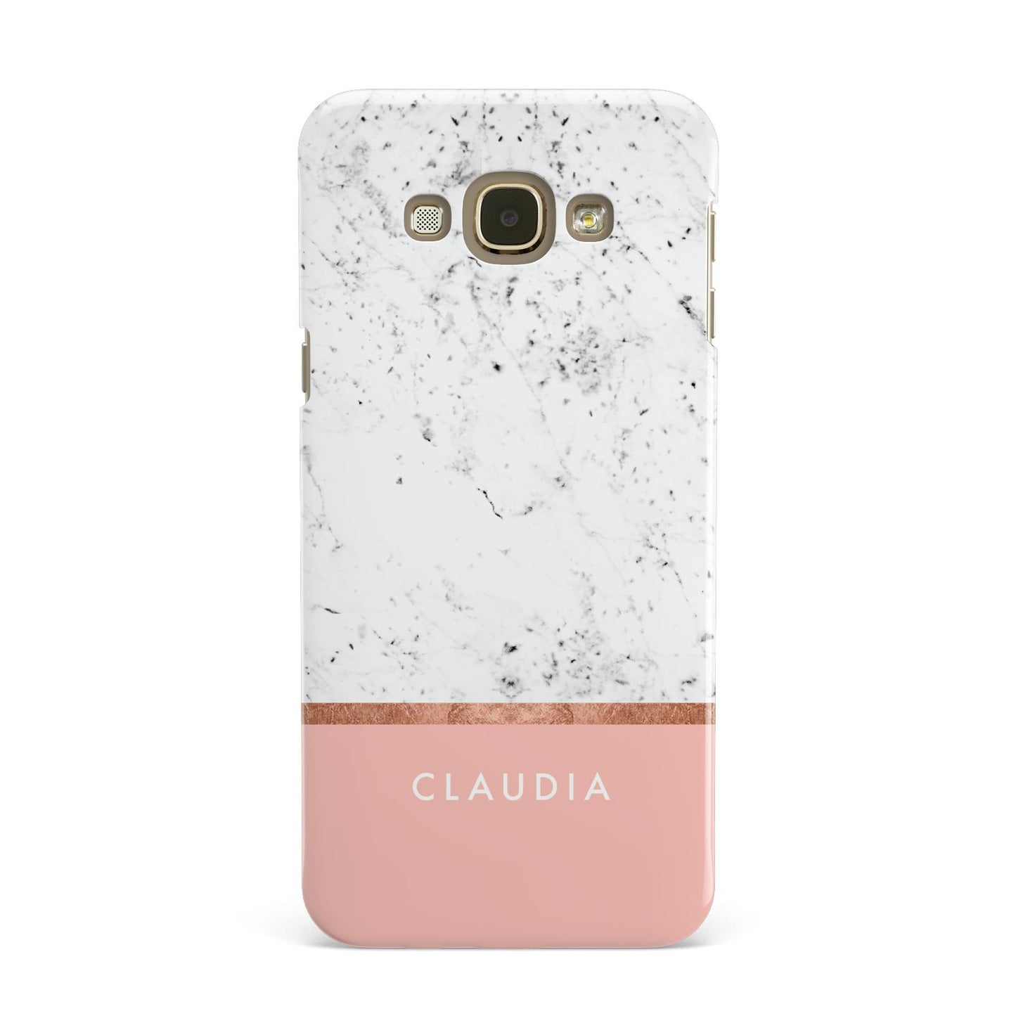 Personalised Marble With Name Initials Pink Samsung Galaxy A8 Case