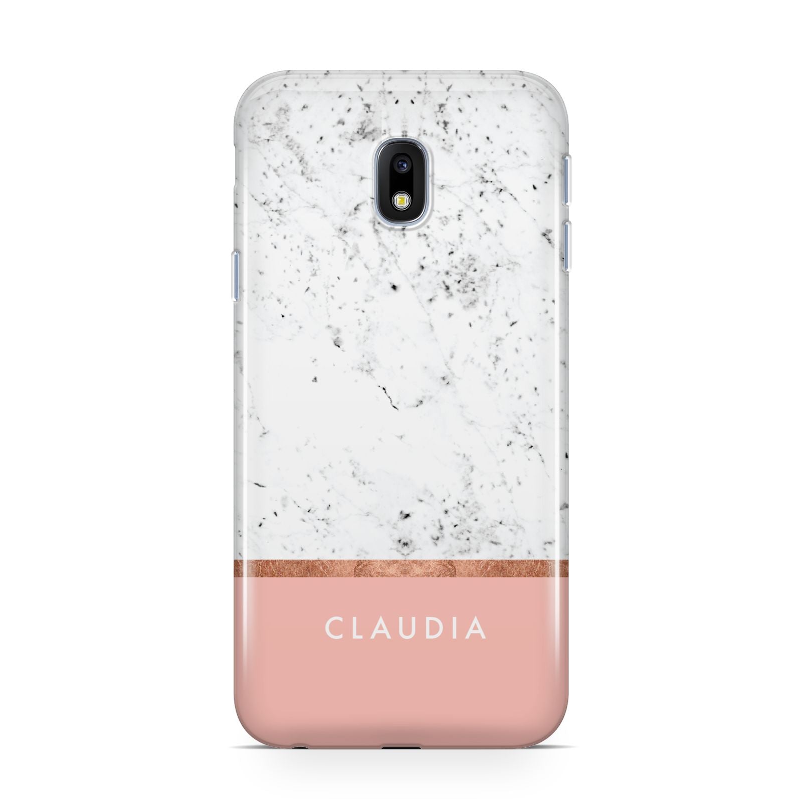 Personalised Marble With Name Initials Pink Samsung Galaxy J3 2017 Case