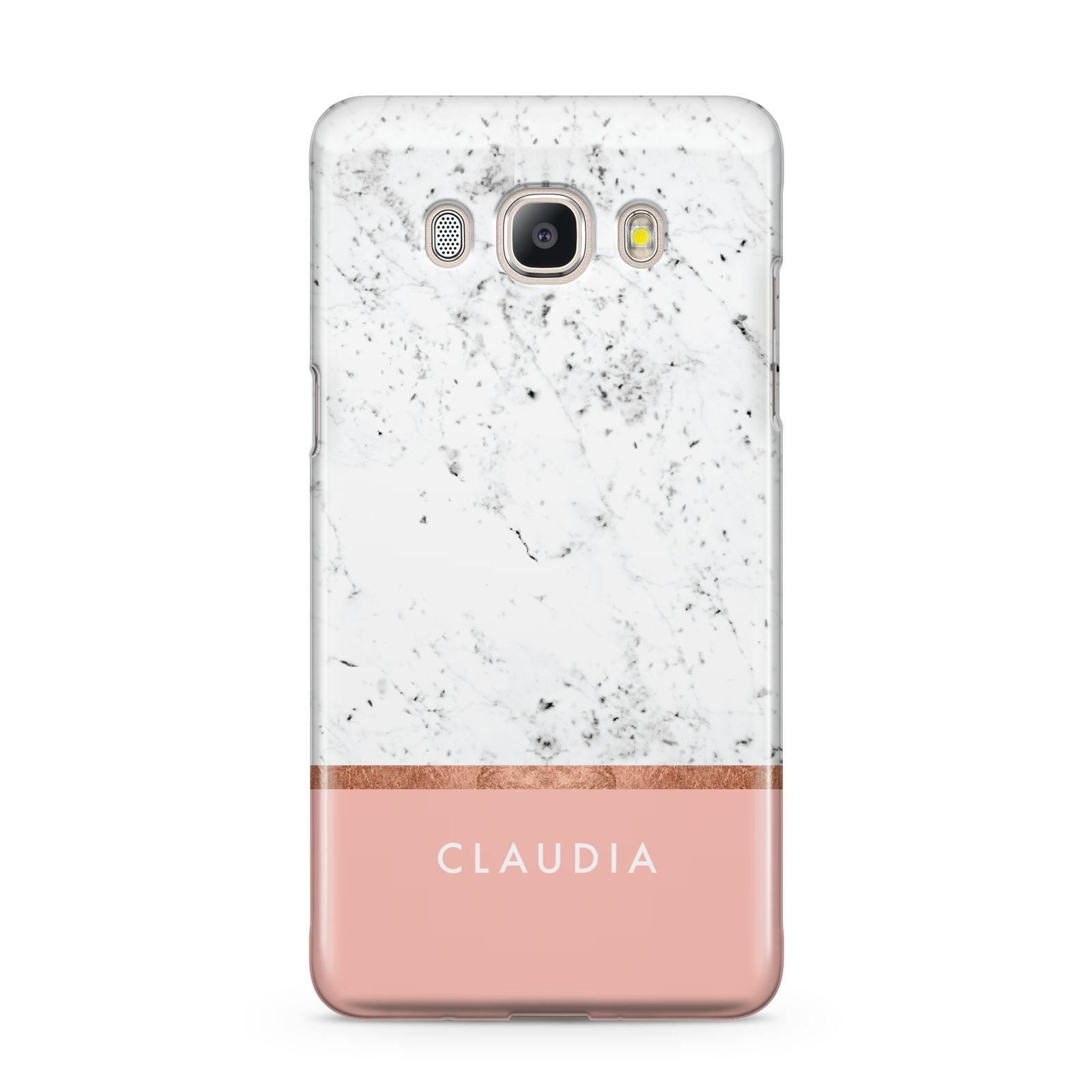 Personalised Marble With Name Initials Pink Samsung Galaxy J5 2016 Case