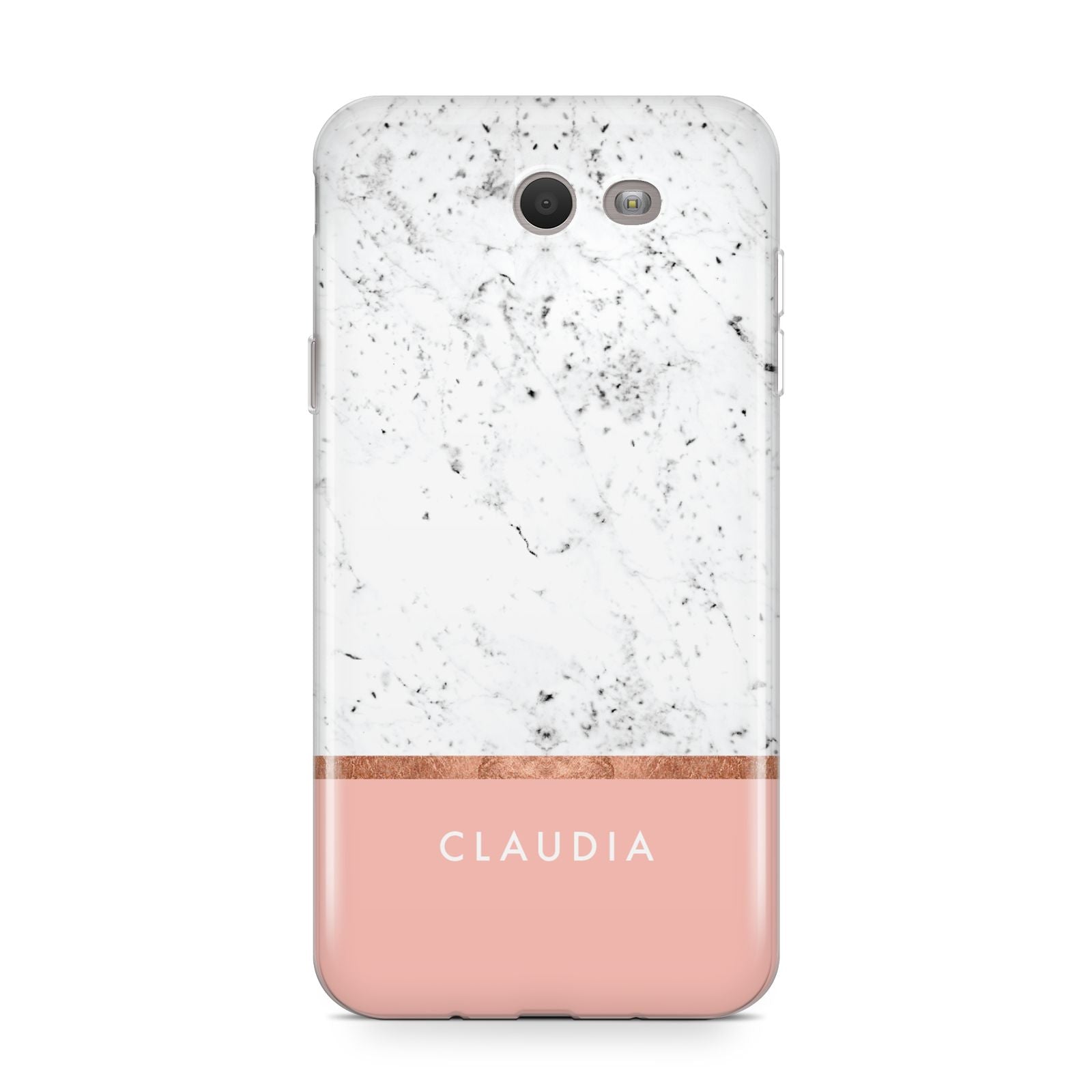 Personalised Marble With Name Initials Pink Samsung Galaxy J7 2017 Case