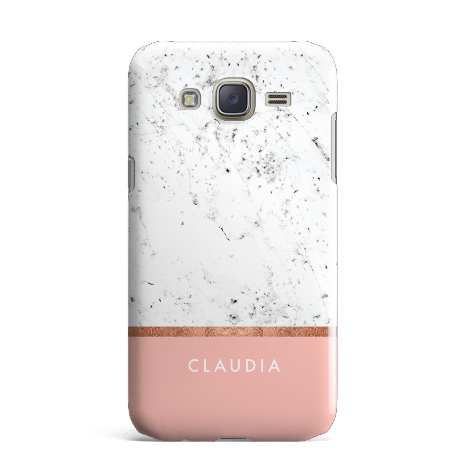 Personalised Marble With Name Initials Pink Samsung Galaxy J7 Case