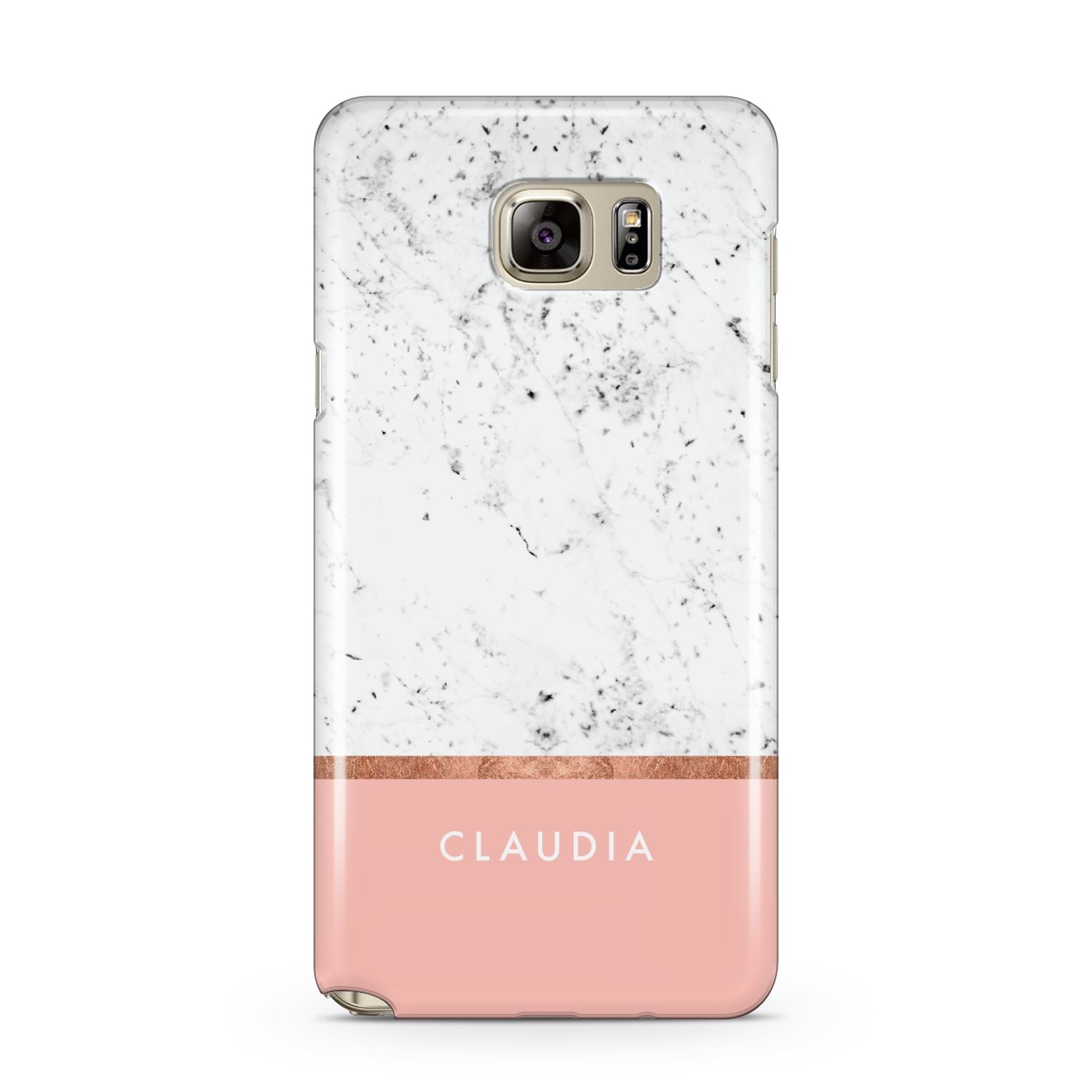 Personalised Marble With Name Initials Pink Samsung Galaxy Note 5 Case