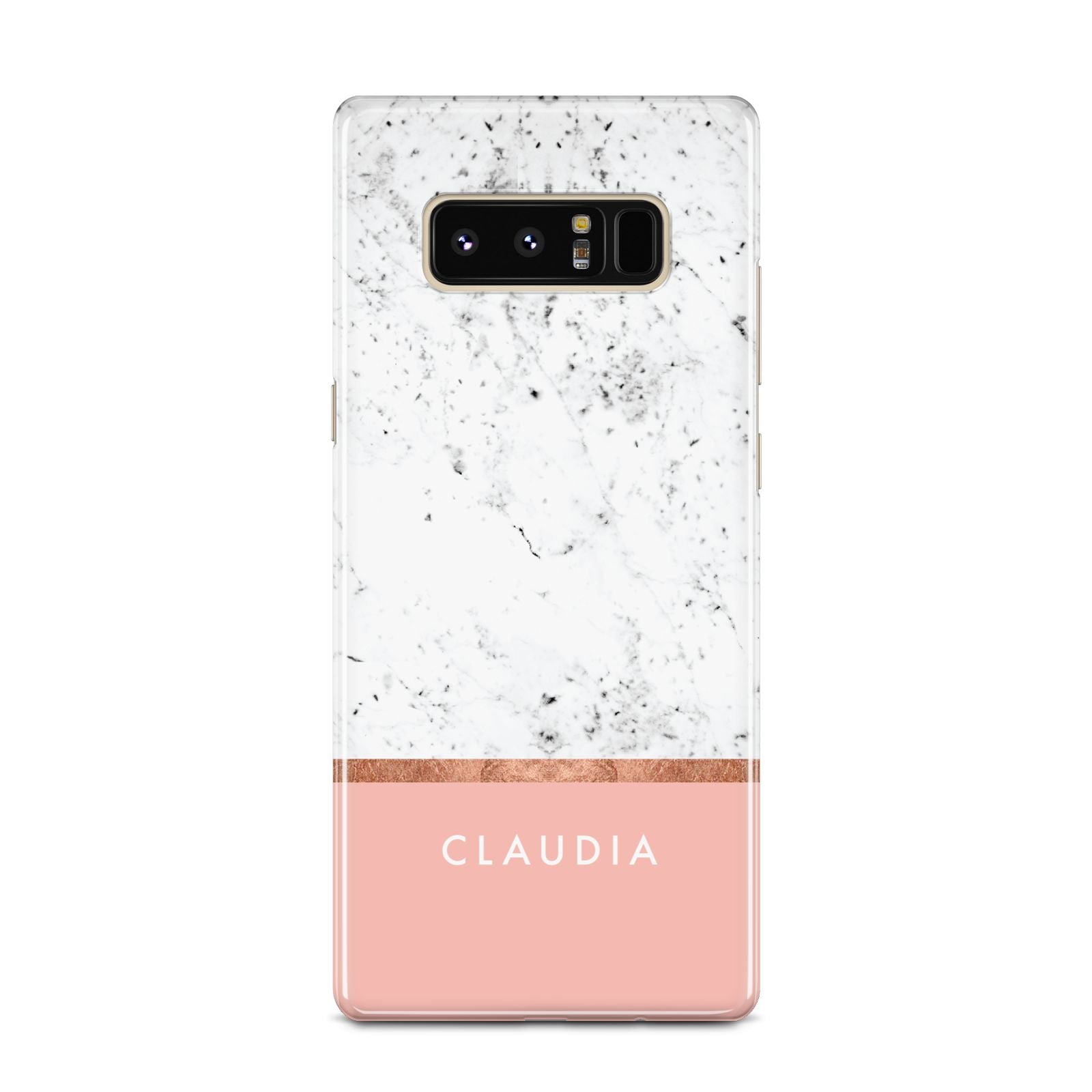 Personalised Marble With Name Initials Pink Samsung Galaxy Note 8 Case