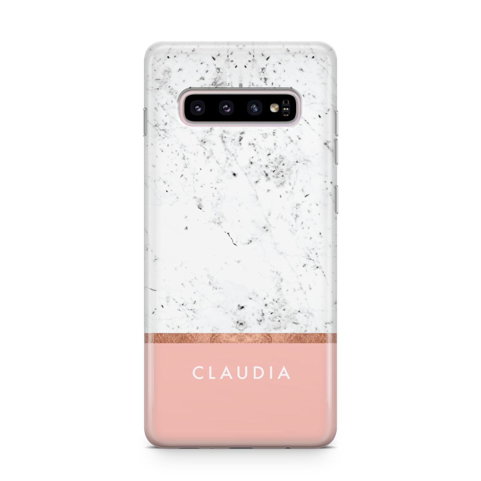 Personalised Marble With Name Initials Pink Samsung Galaxy S10 Plus Case