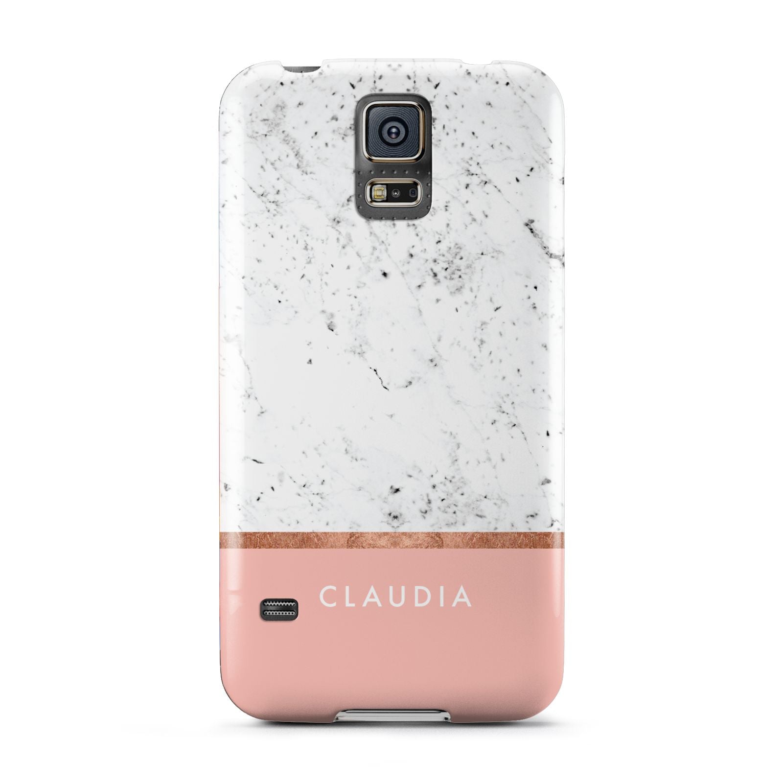 Personalised Marble With Name Initials Pink Samsung Galaxy S5 Case
