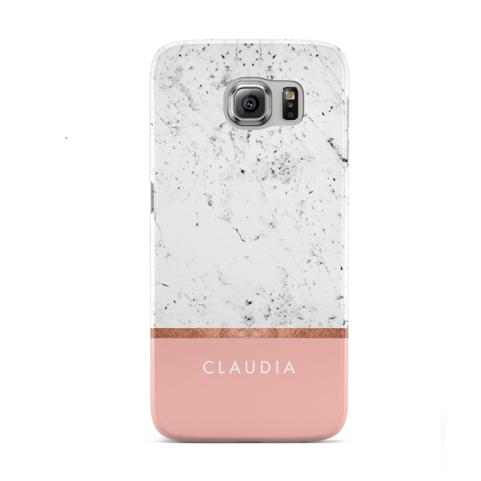 Personalised Marble With Name Initials Pink Samsung Galaxy S6 Case