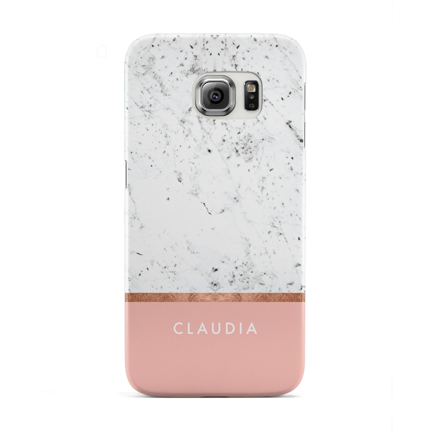 Personalised Marble With Name Initials Pink Samsung Galaxy S6 Edge Case