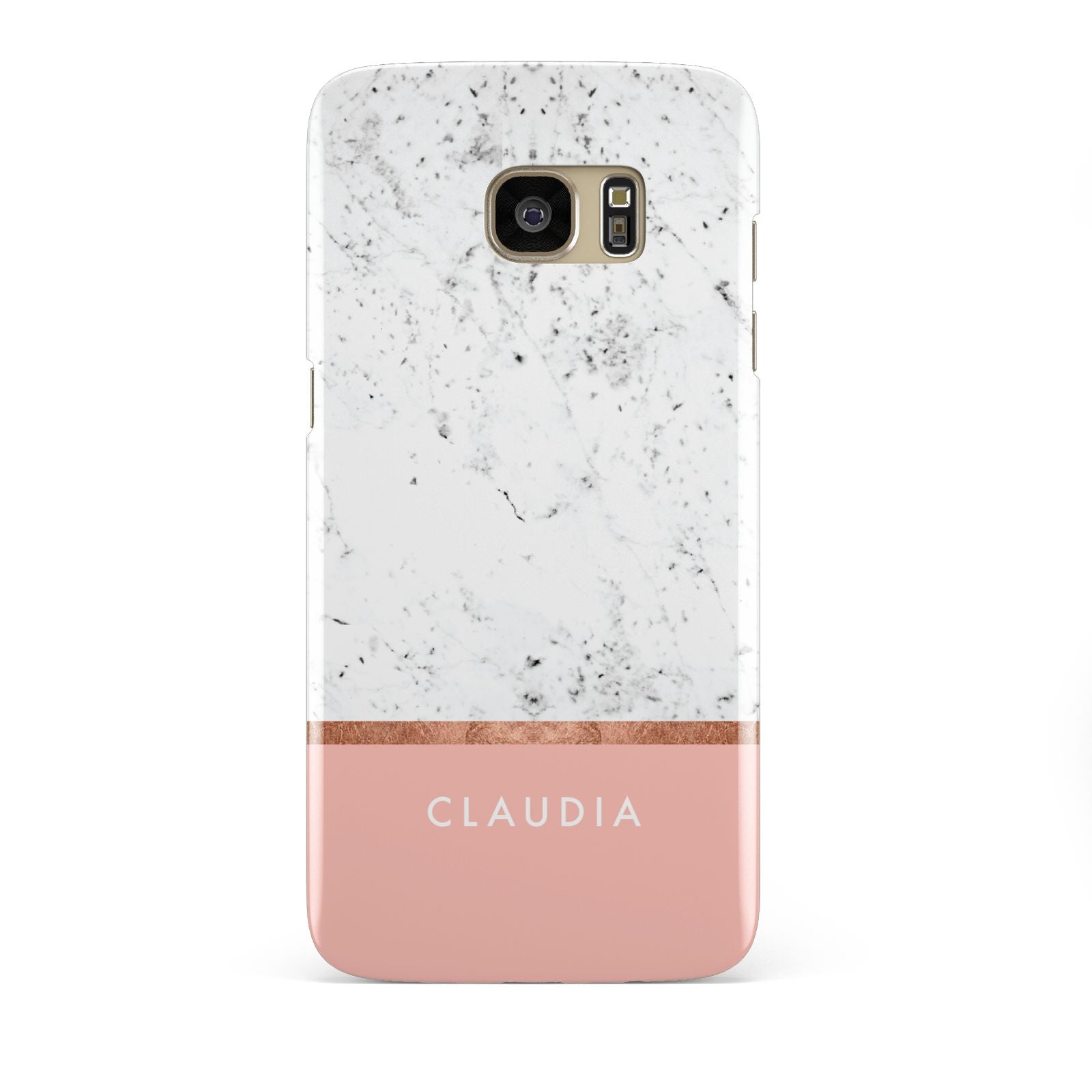 Personalised Marble With Name Initials Pink Samsung Galaxy S7 Edge Case