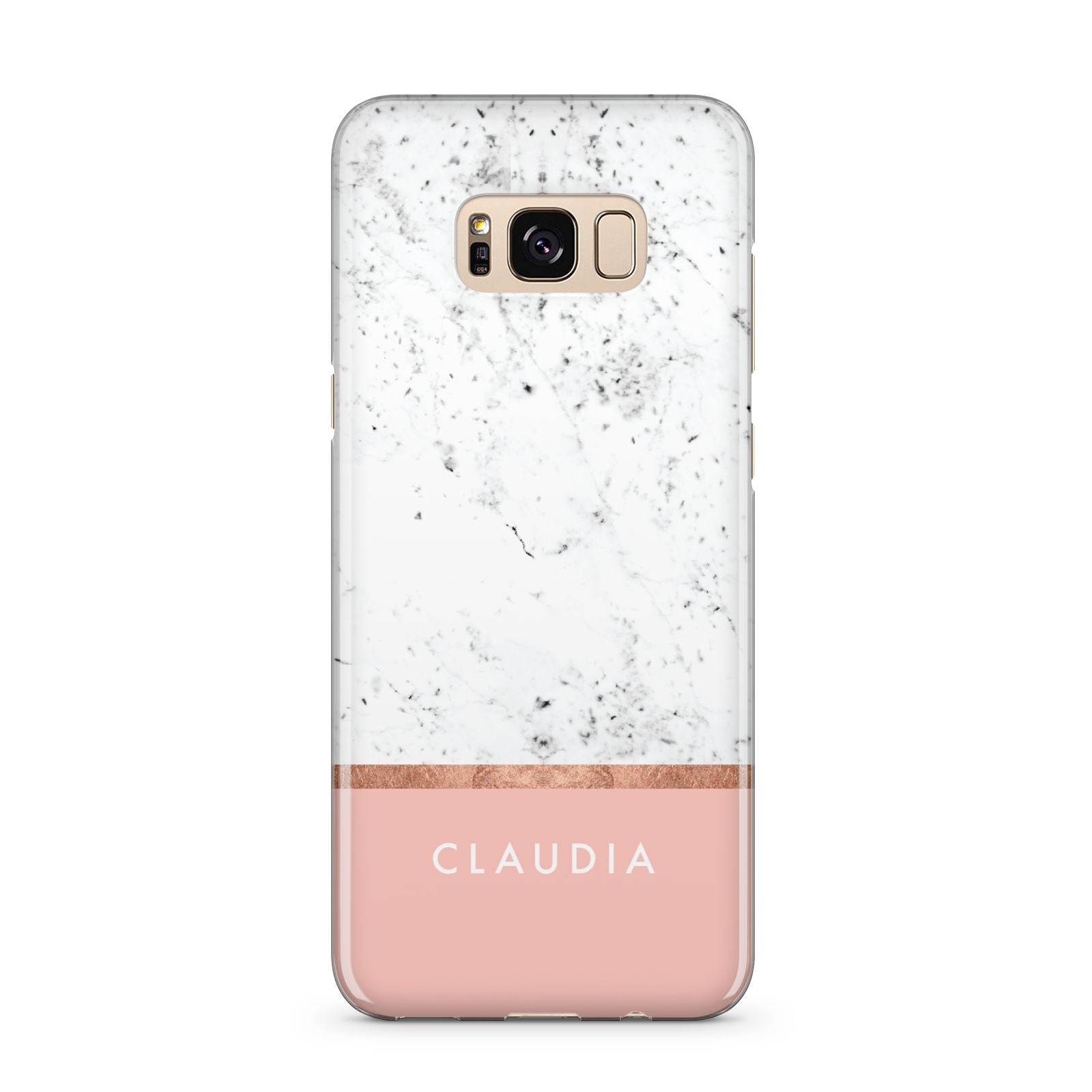 Personalised Marble With Name Initials Pink Samsung Galaxy S8 Plus Case