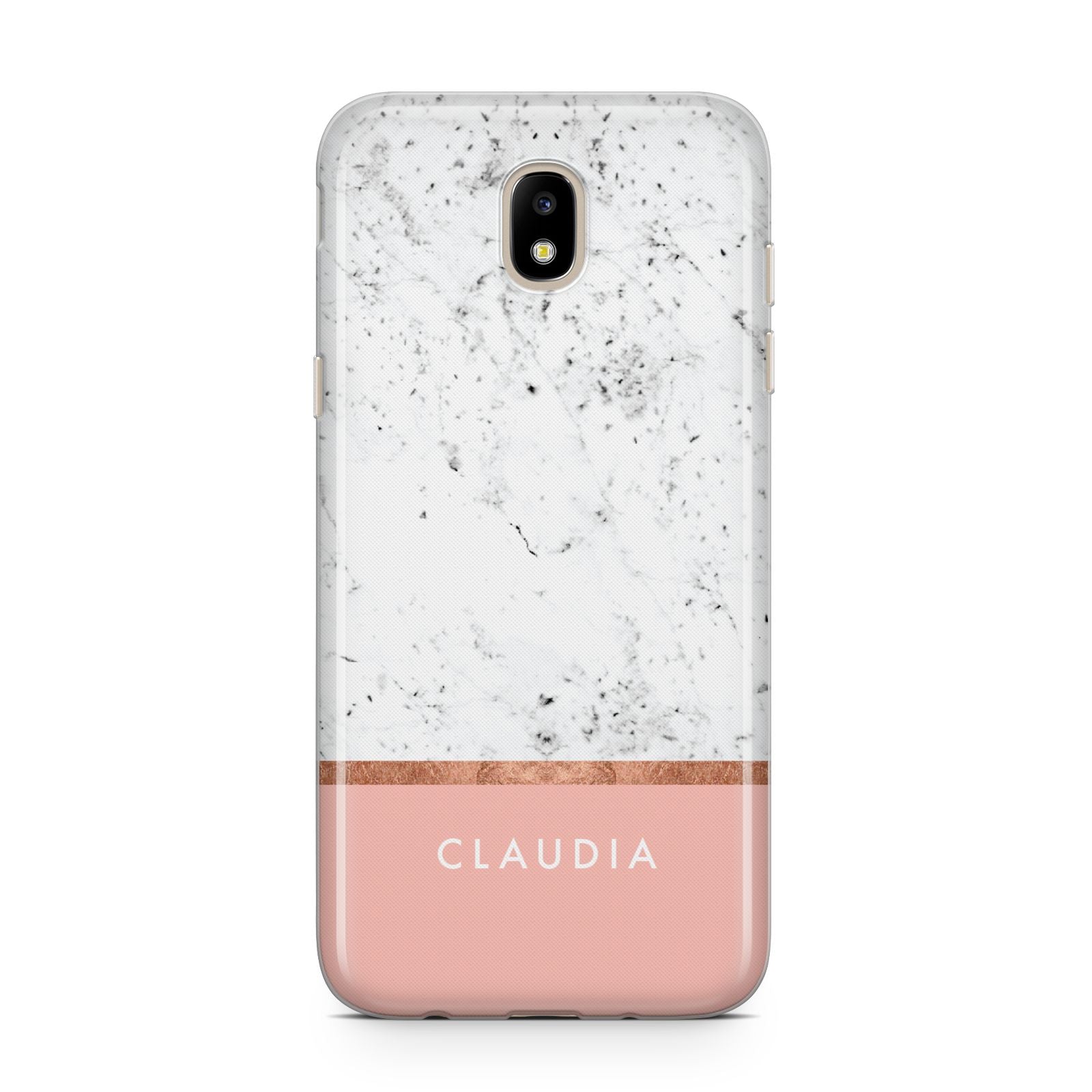 Personalised Marble With Name Initials Pink Samsung J5 2017 Case
